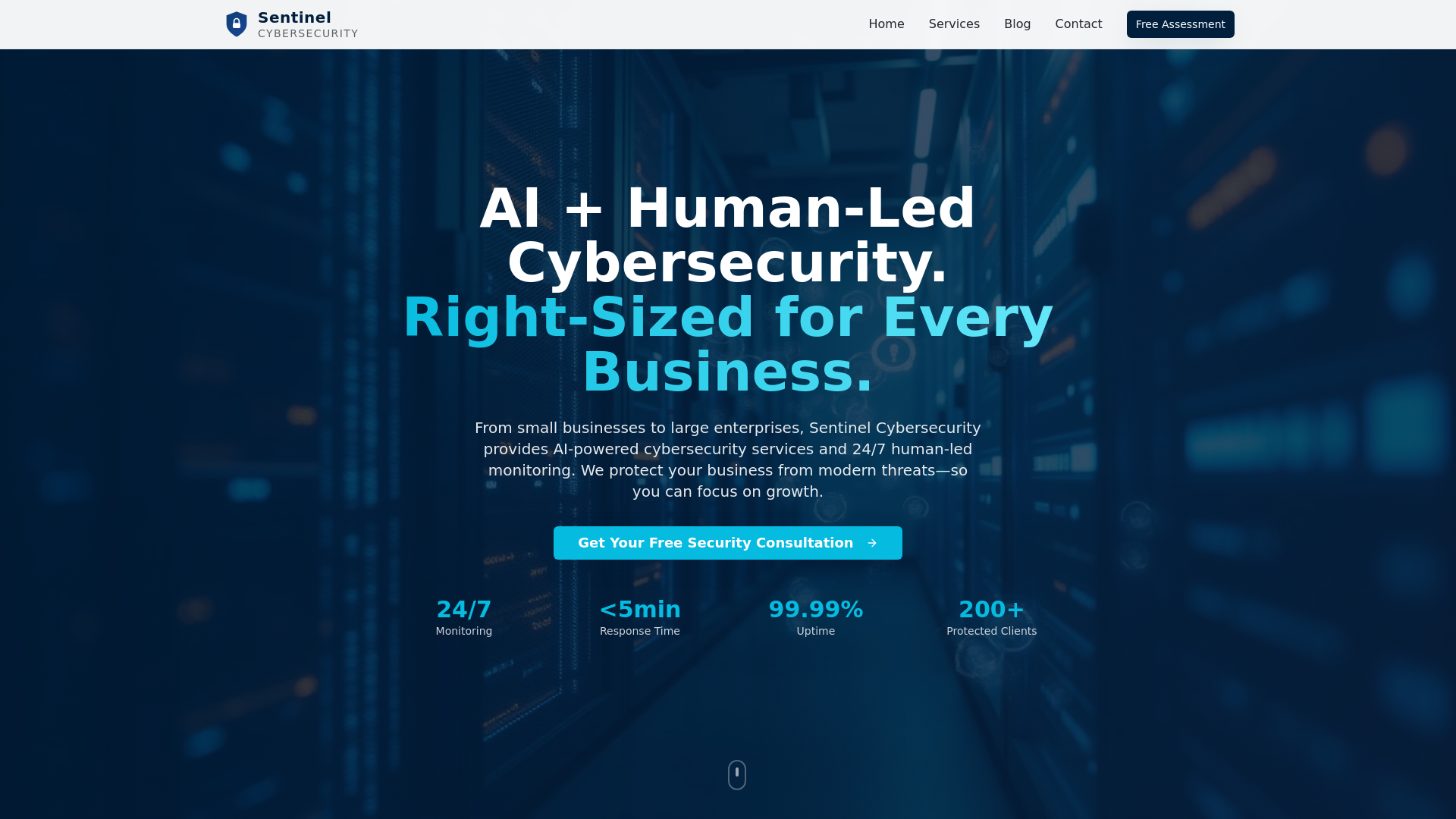 Sentinel Cyber Sentinel Cybersecurity | AI + Human-Led Cybersecurity Services