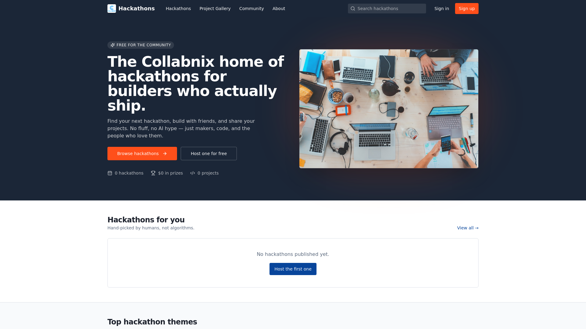 Hackathons — A free community home for builders
