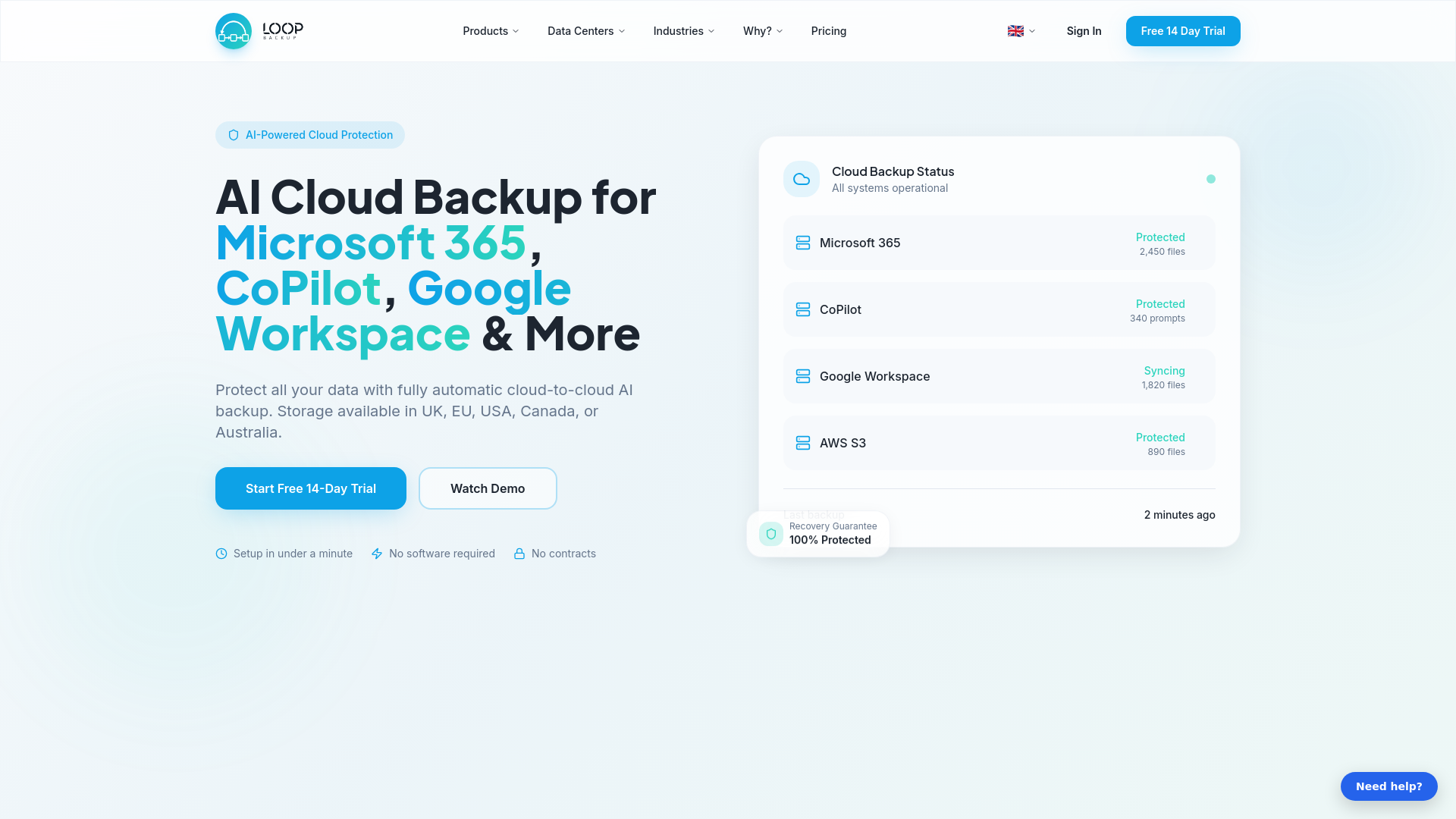 SaaS Cloud Backup for Google Calendar | AI Backup in 1 Minute | Loop Backup