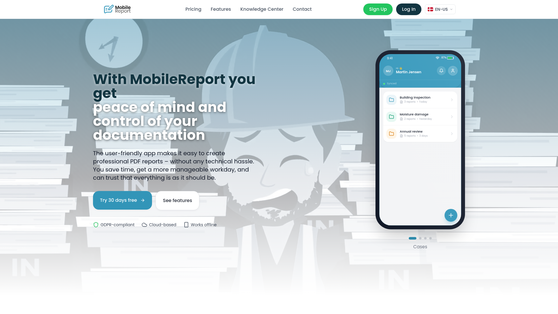 Report Module Mobile MobileReport — Completed Reports Before You Leave the Construction Site
