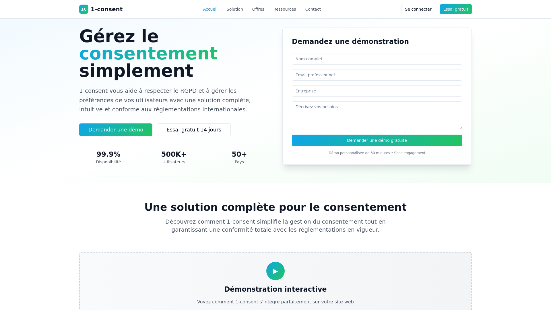 1-consent - Solution de gestion du consentement RGPD