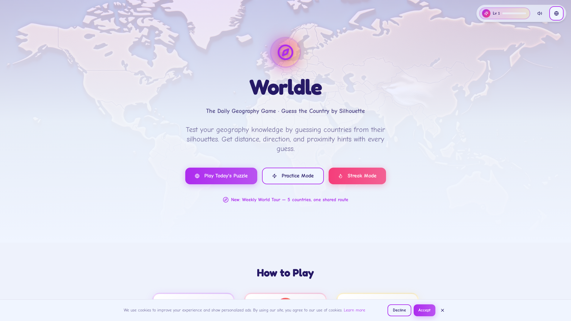 Random Landforms Worldle – Daily Geography Game | Play Free