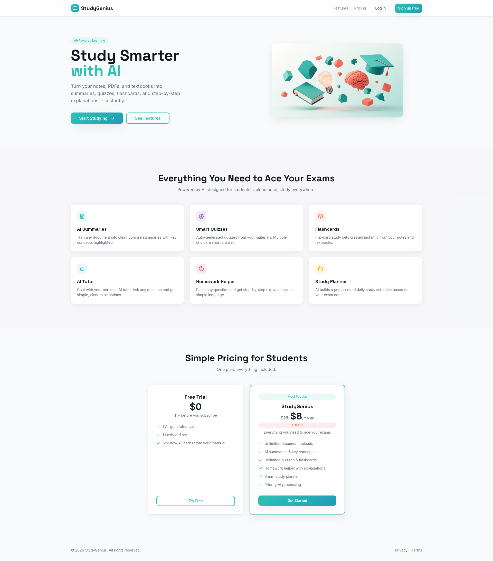StudyGenius – AI Study Assistant for Students