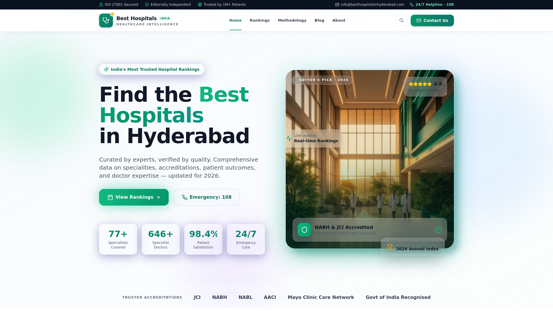 Best Hospitals in Hyderabad 2026 — Top 5 Verified Rankings