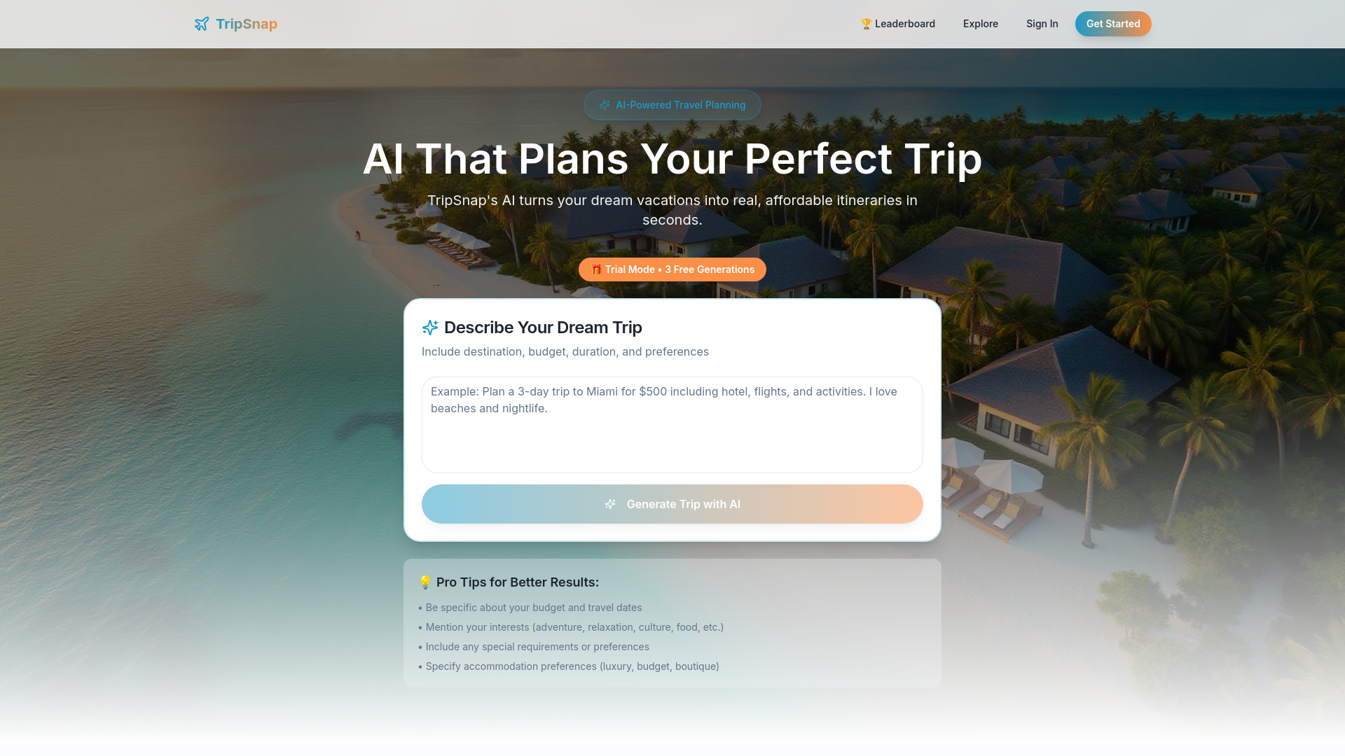 Personal Tripper TripSnap - AI Personal Trip & Concierge Planner