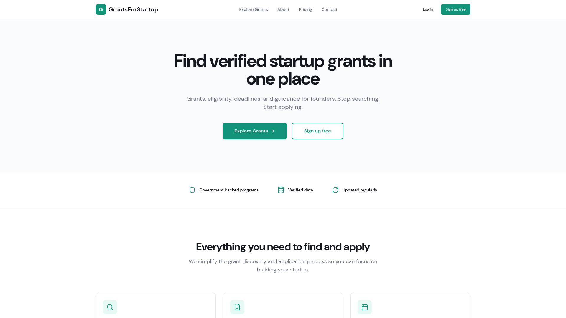 GrantsForStartup - Find Verified Startup Grants in One Place