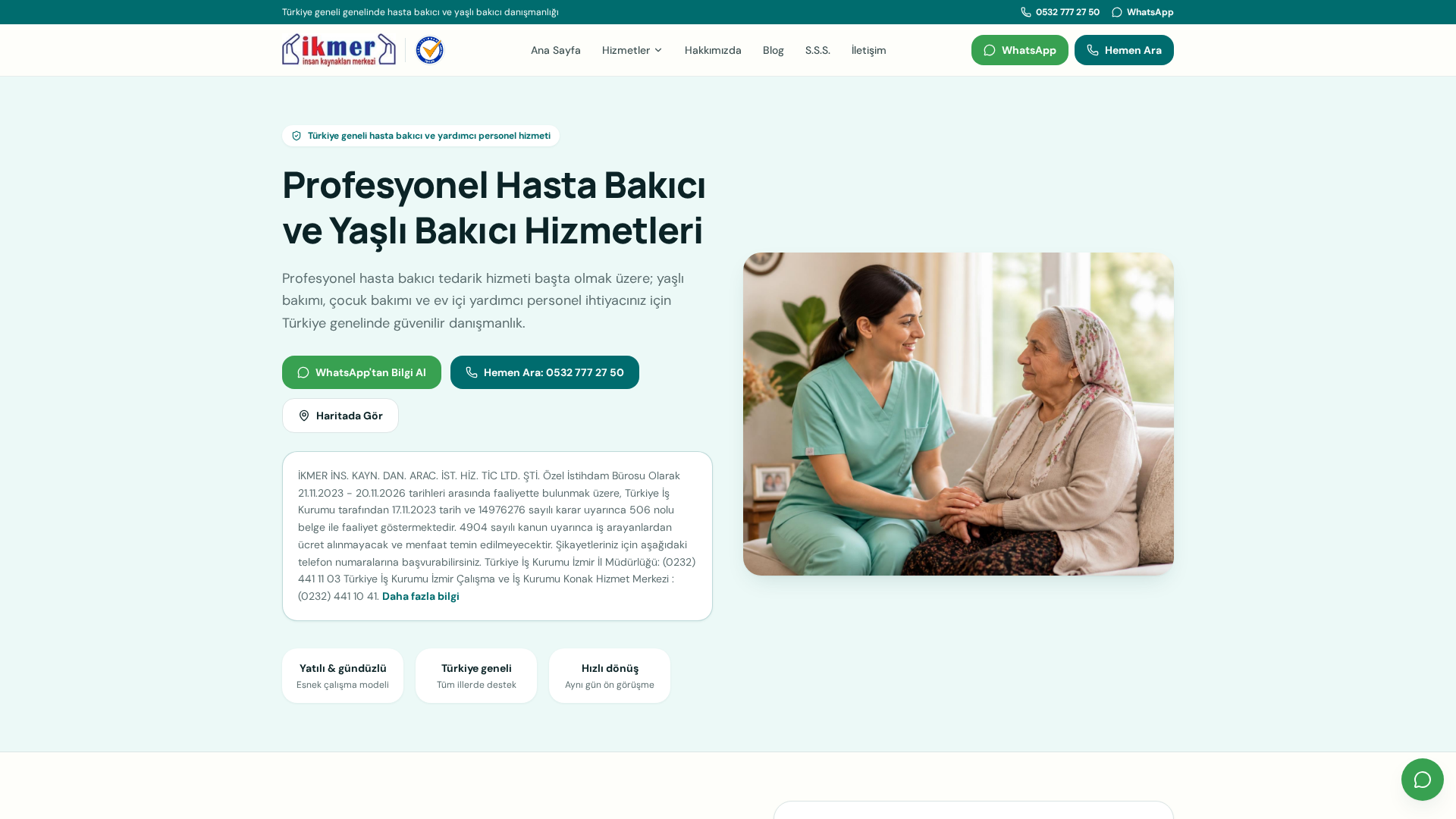İkmer İnsan Kaynakları Merkezi. Hasta Bakıcı, Yaşlı Bakıcı. logo