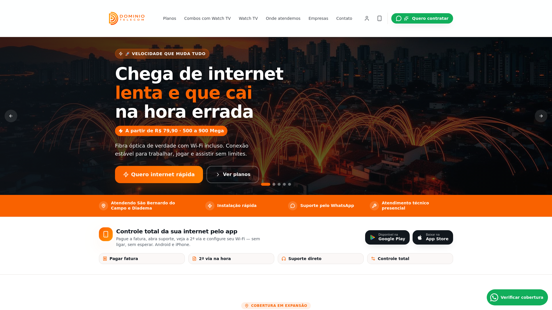 Central do Assinante e App Domínio Fibra | Domínio Telecom