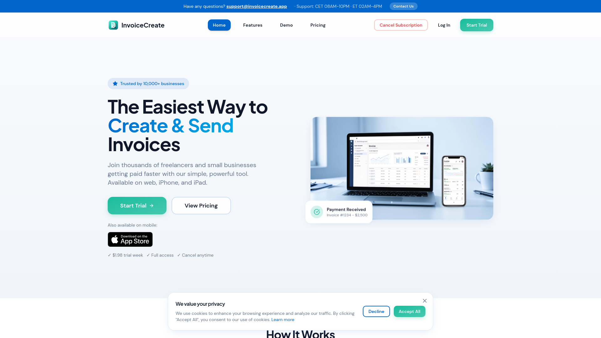 InvoiceCreate.app - Create, Send & Track Professional Invoices