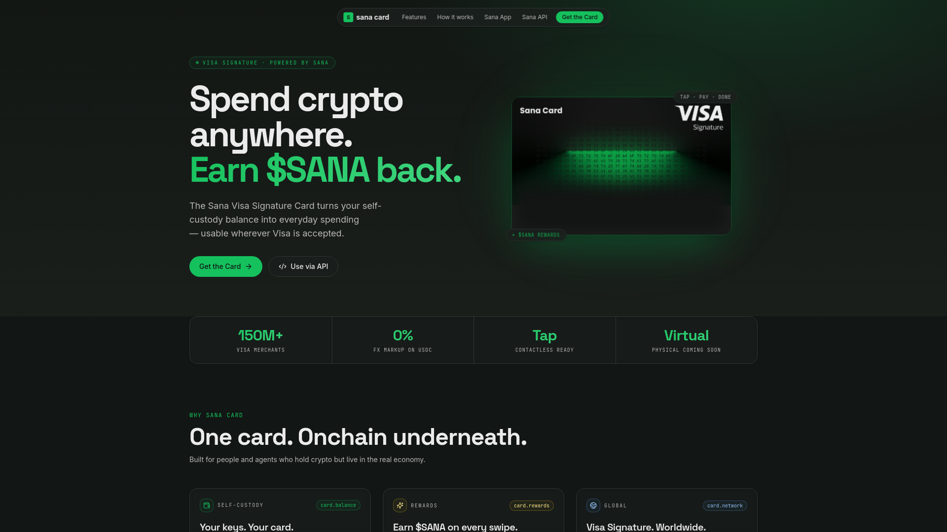 Sana Card — Spend Crypto Like Cash. Earn $SANA Back.