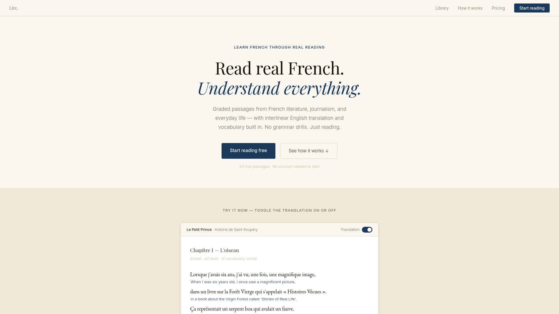 Custom small-business website design for Lire Français