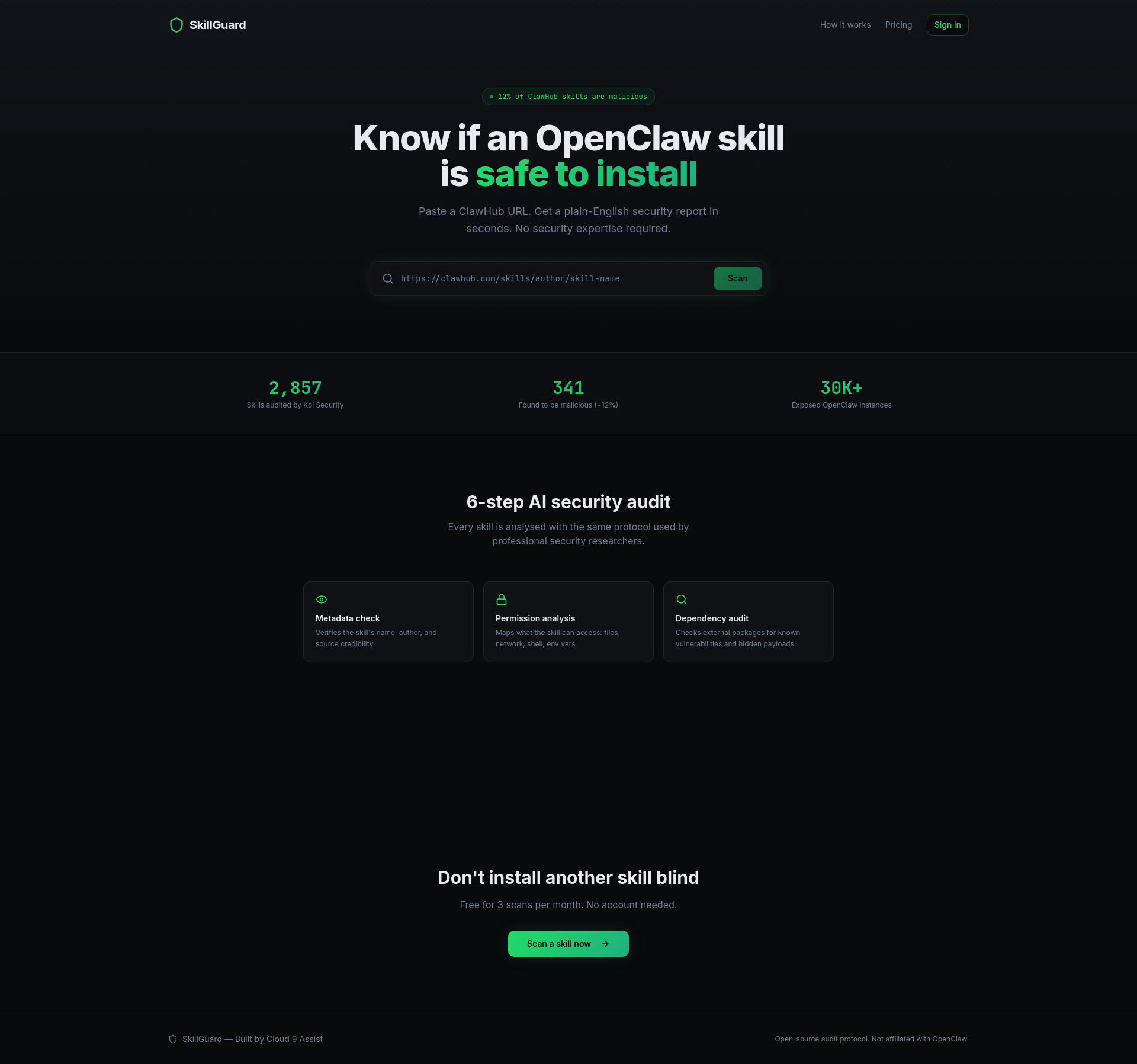 ClawSafe— OpenClaw Skill Security Scanner