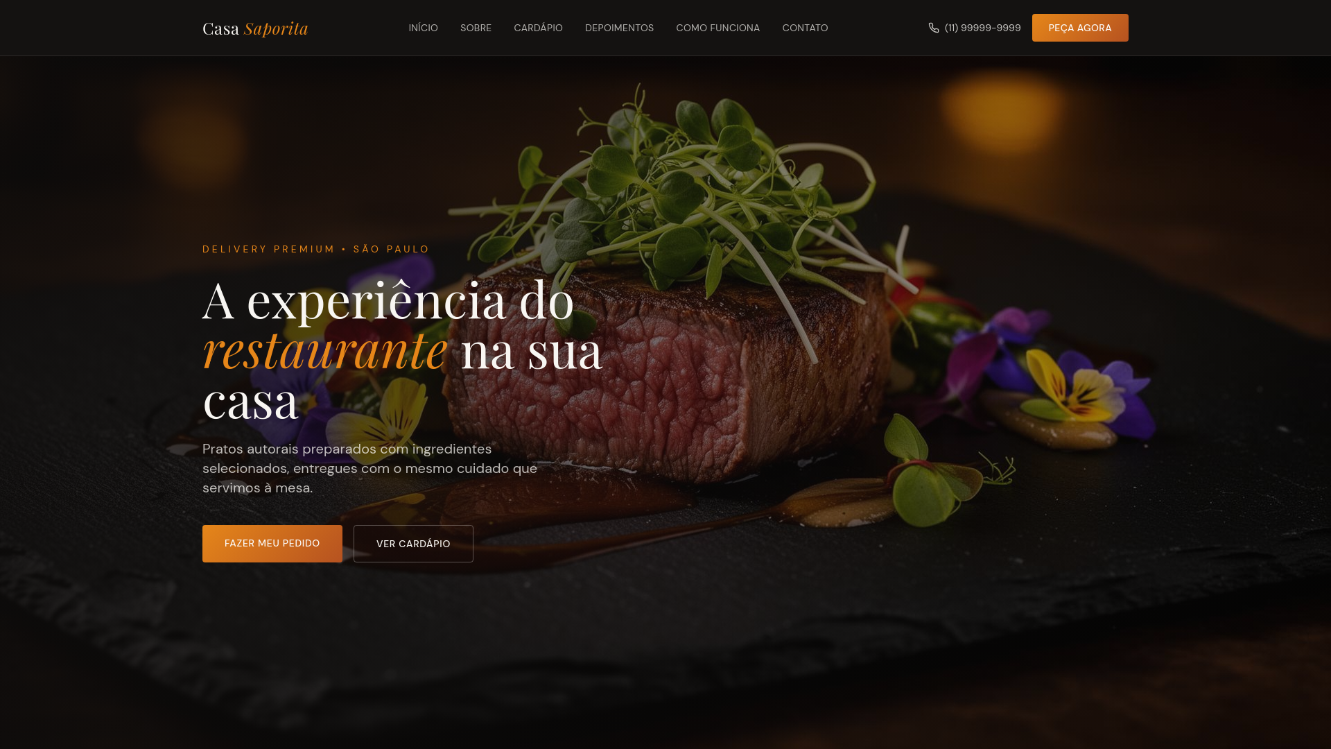 Landing page Casa Saporita Delivery