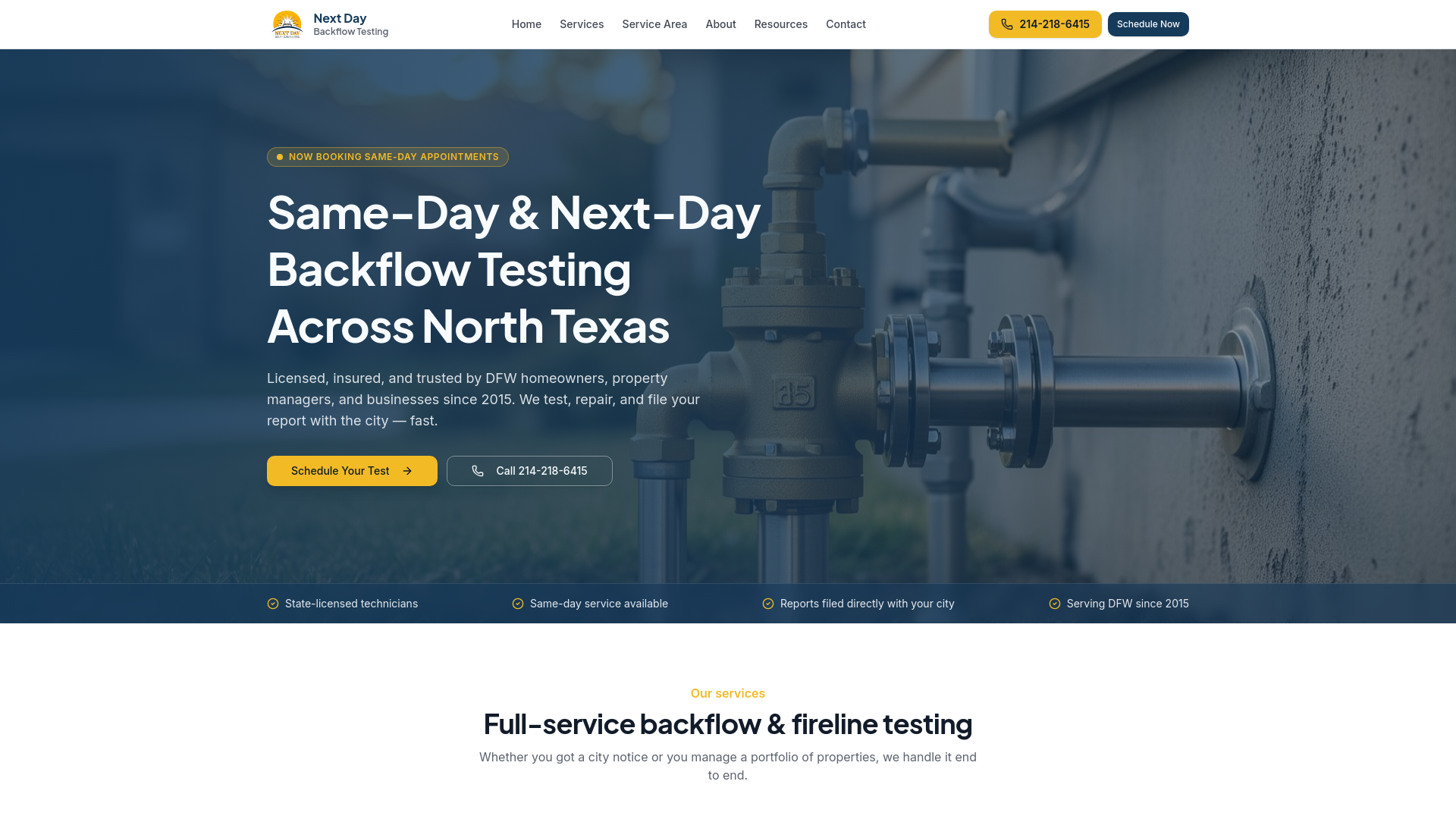 Watauga TX Backflow Testing | Same & Next Day | Next Day Backflow Testing