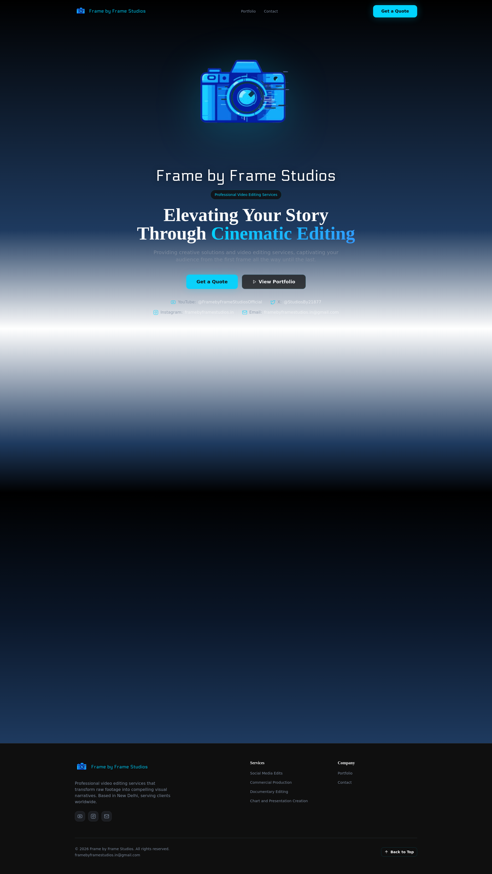 Frame By Frame Studios | Editing and Creating Services