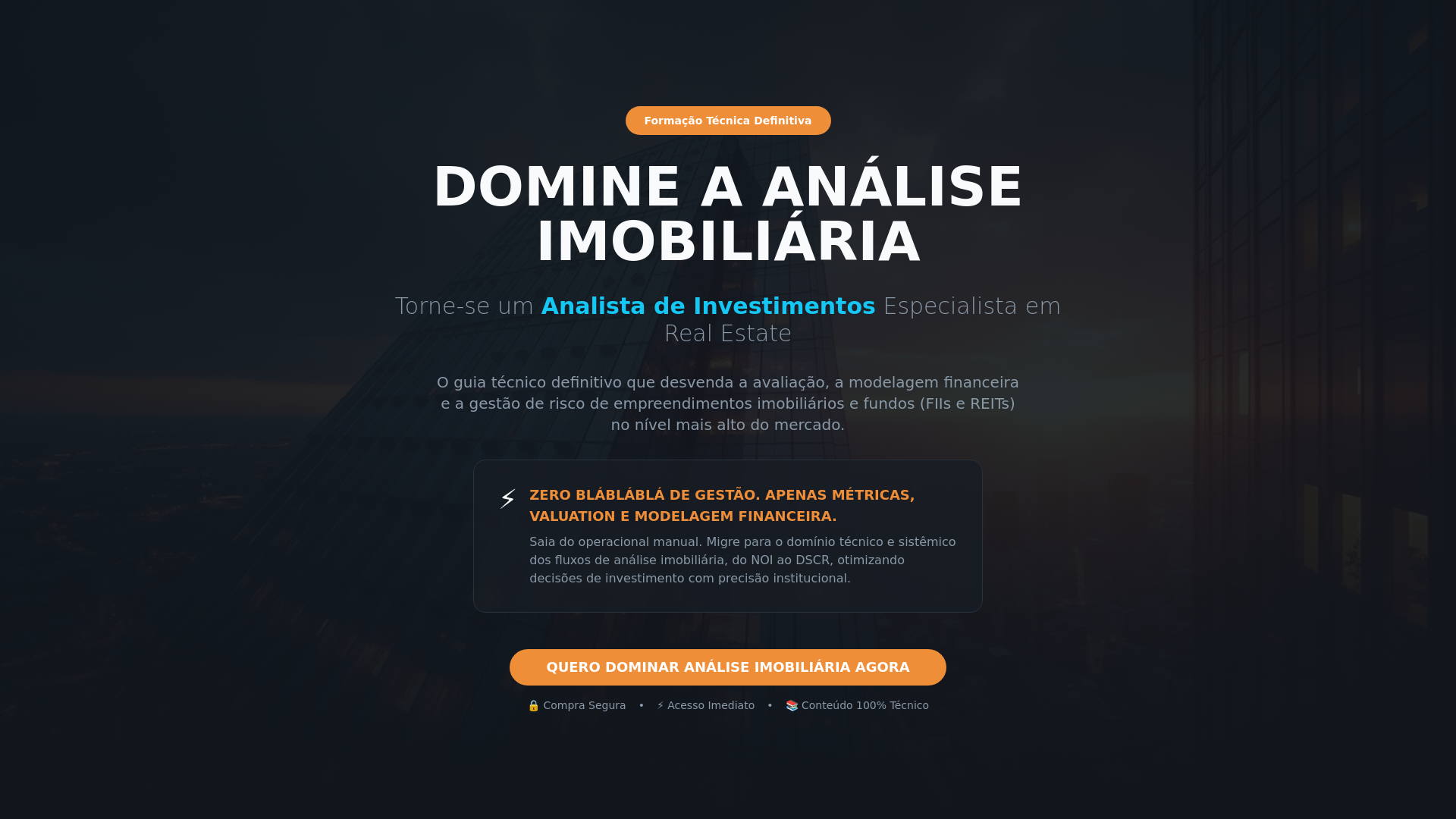 Analista de investimentos – Especialização em Mercado Imobiliário