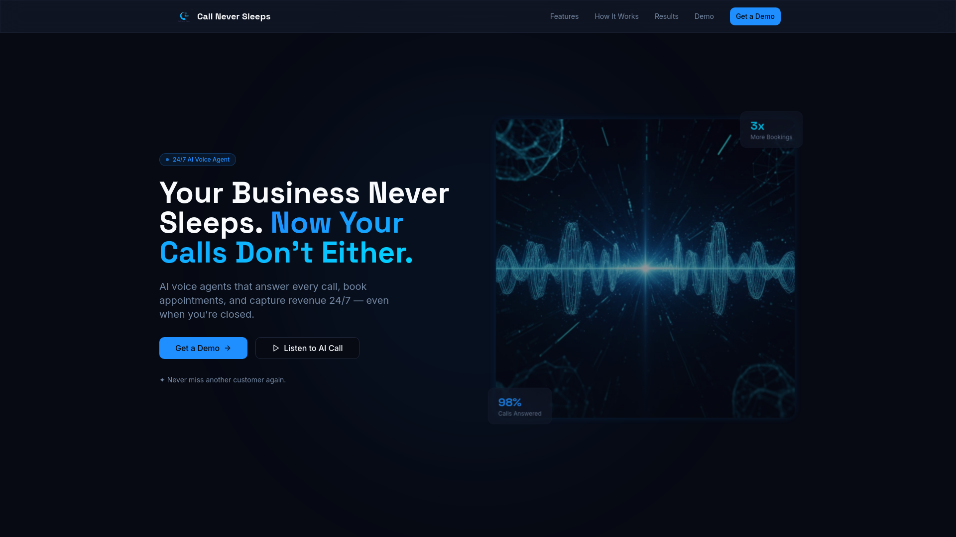 Call Never Sleeps — 24/7 AI Voice Agent for Service Businesses