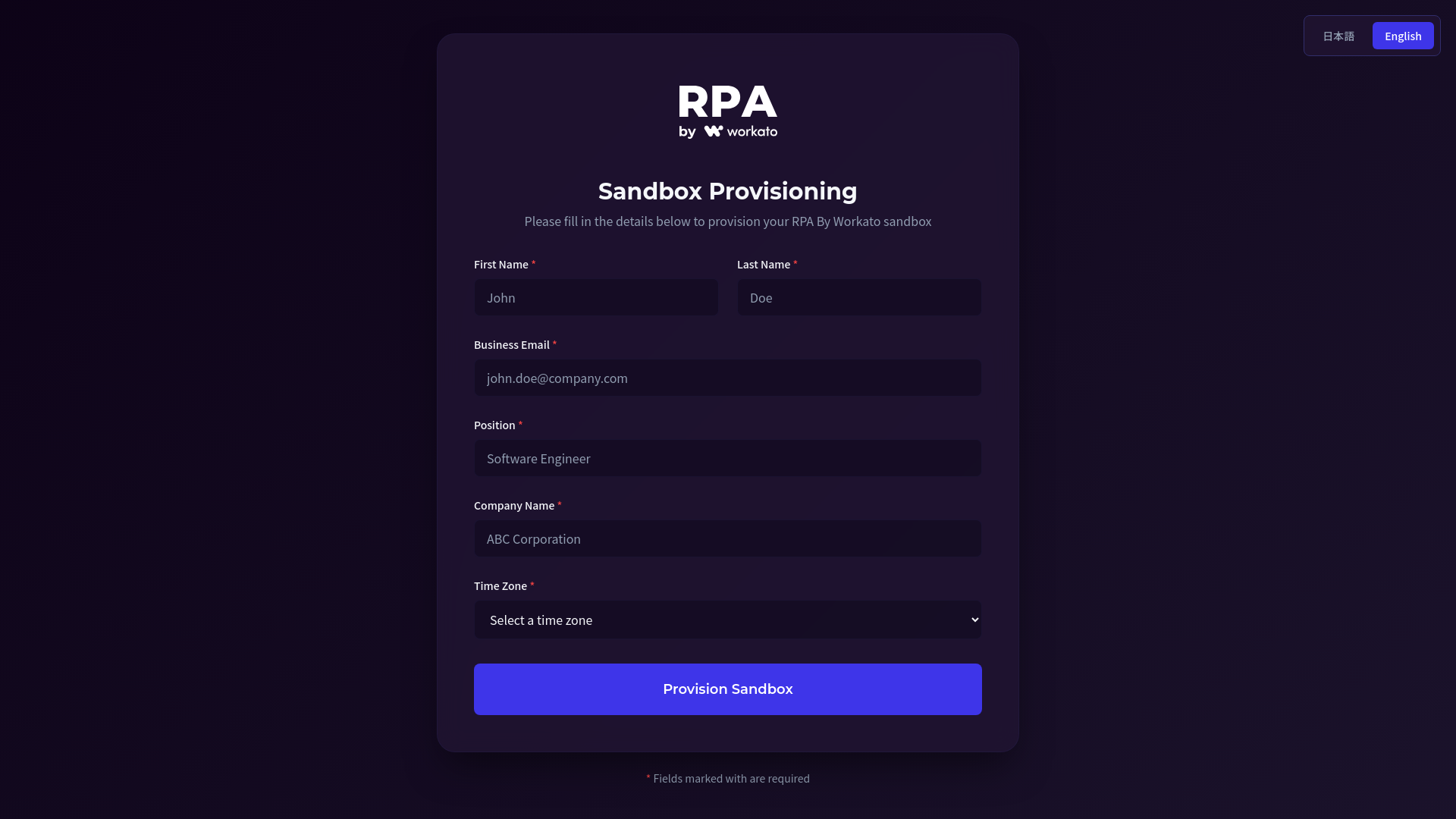 RPA By Workato - Sandbox Provisioning