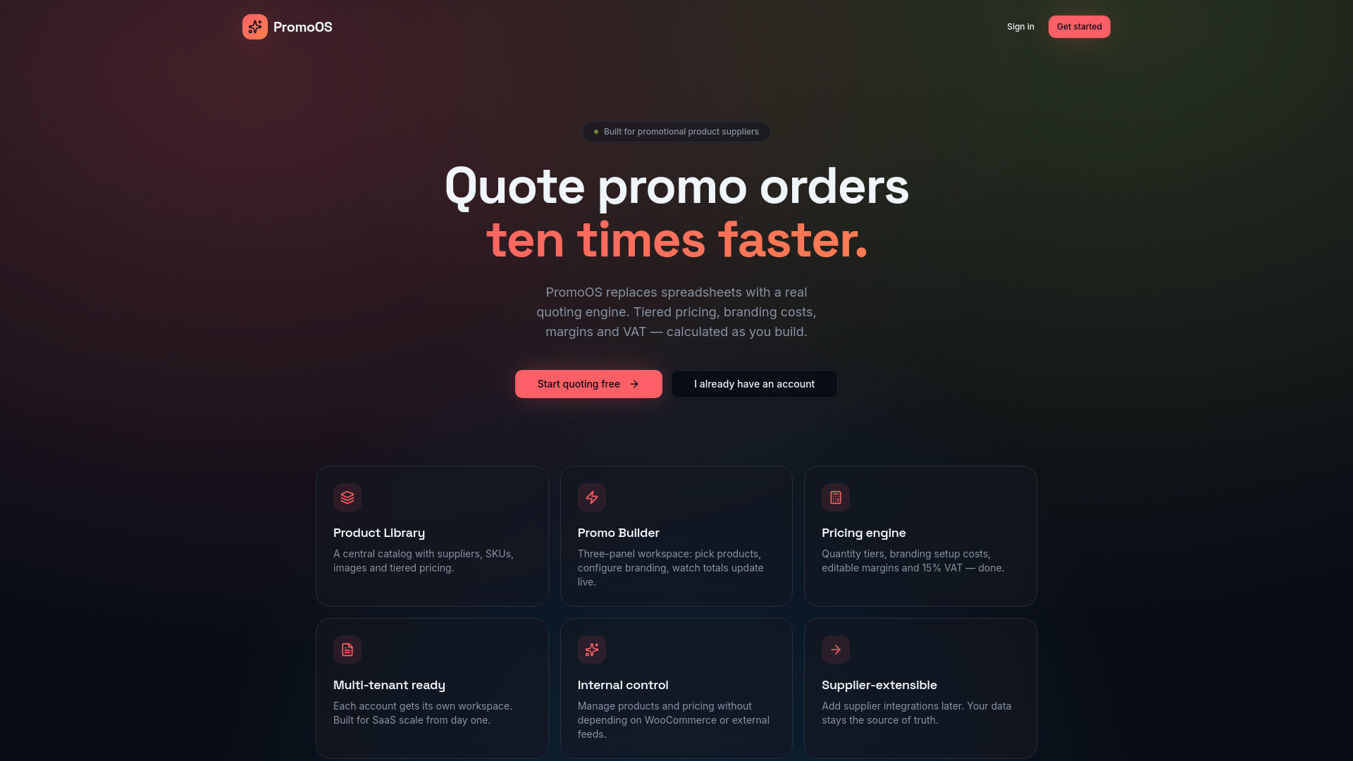 PromoOS — Quoting engine for promotional product businesses