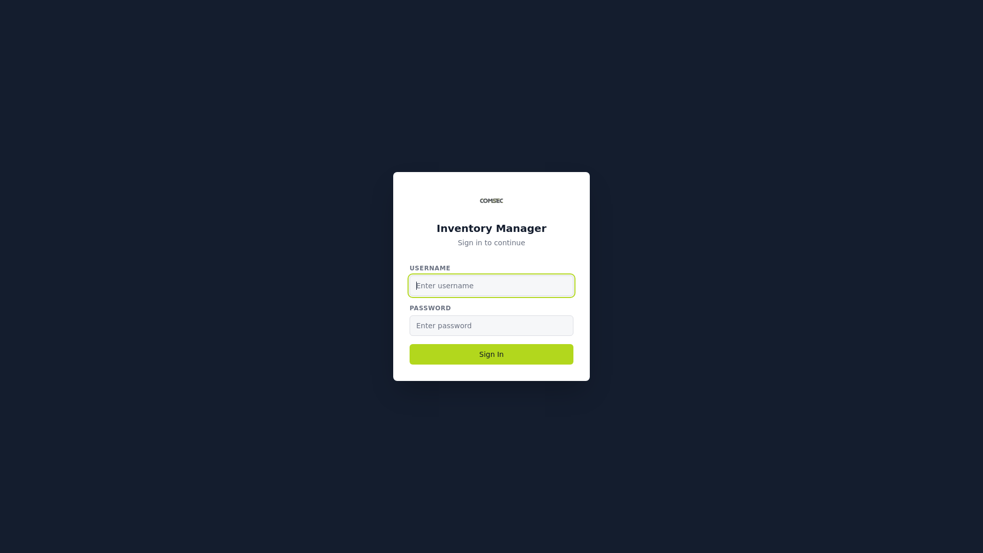 Comsec Inventory Comsec Inventory System