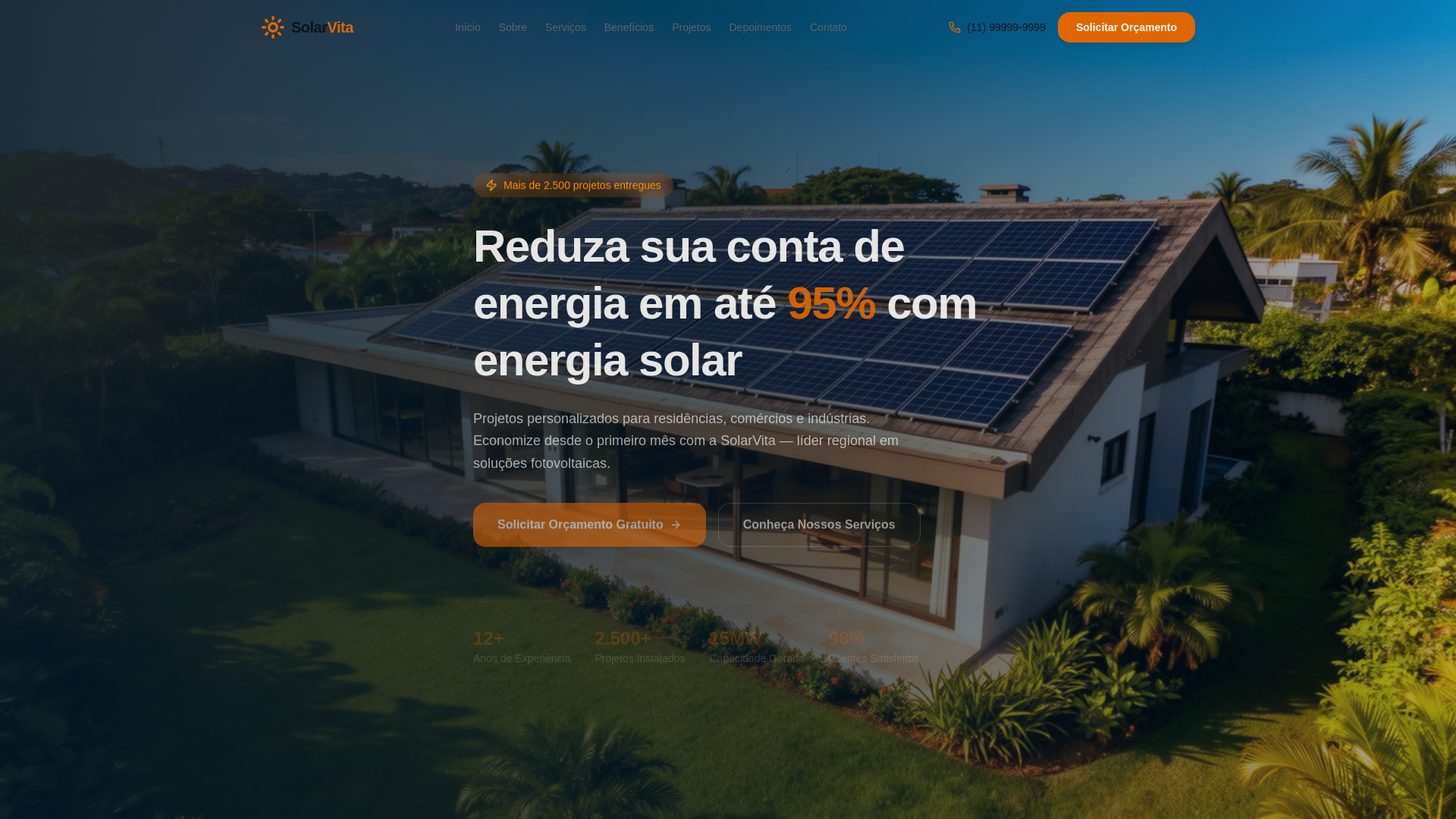 Landing page SolarVita energia solar