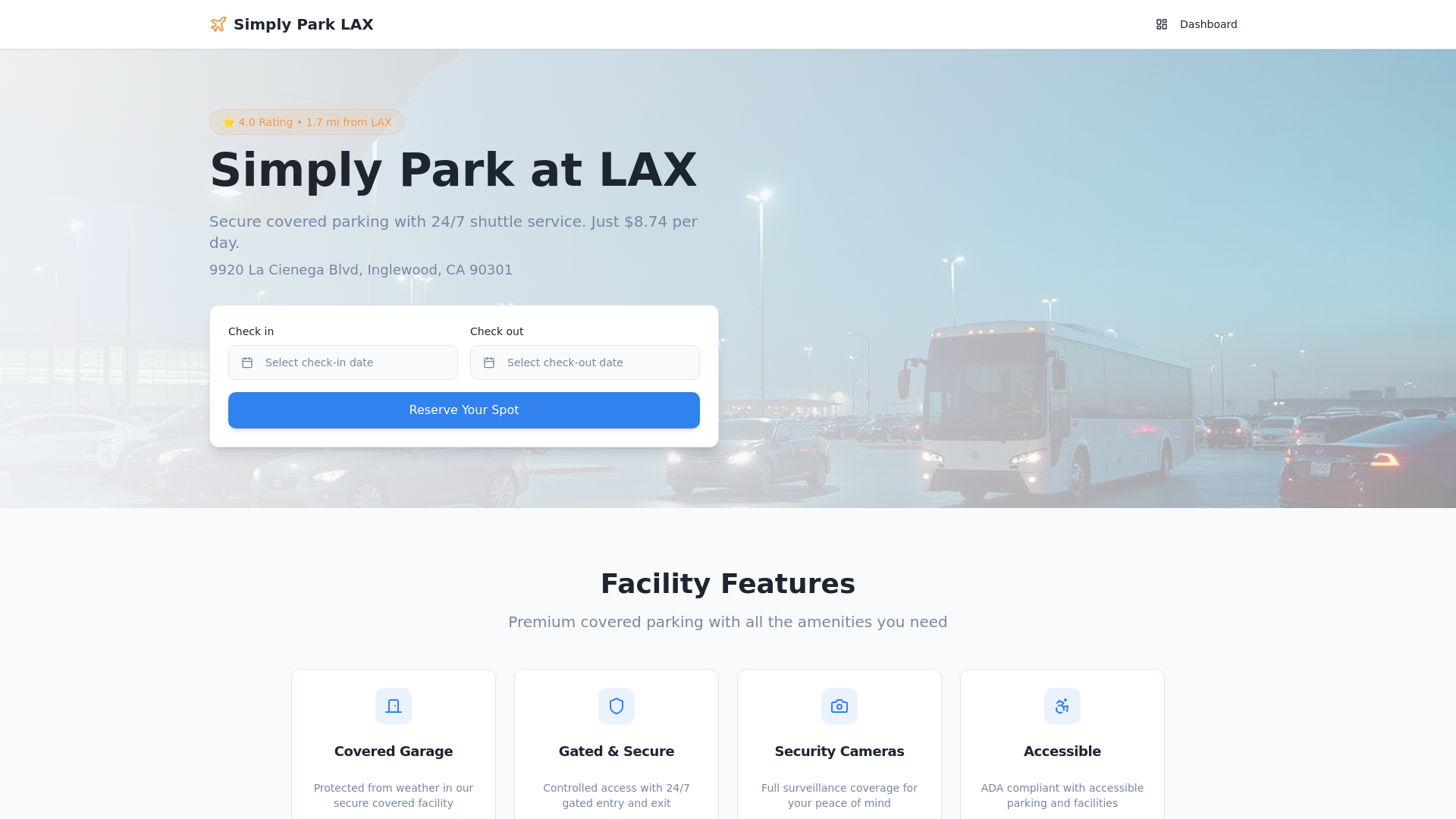 Simply Park LAX - $8.74/Day Airport Parking | 1.7 mi from LAX