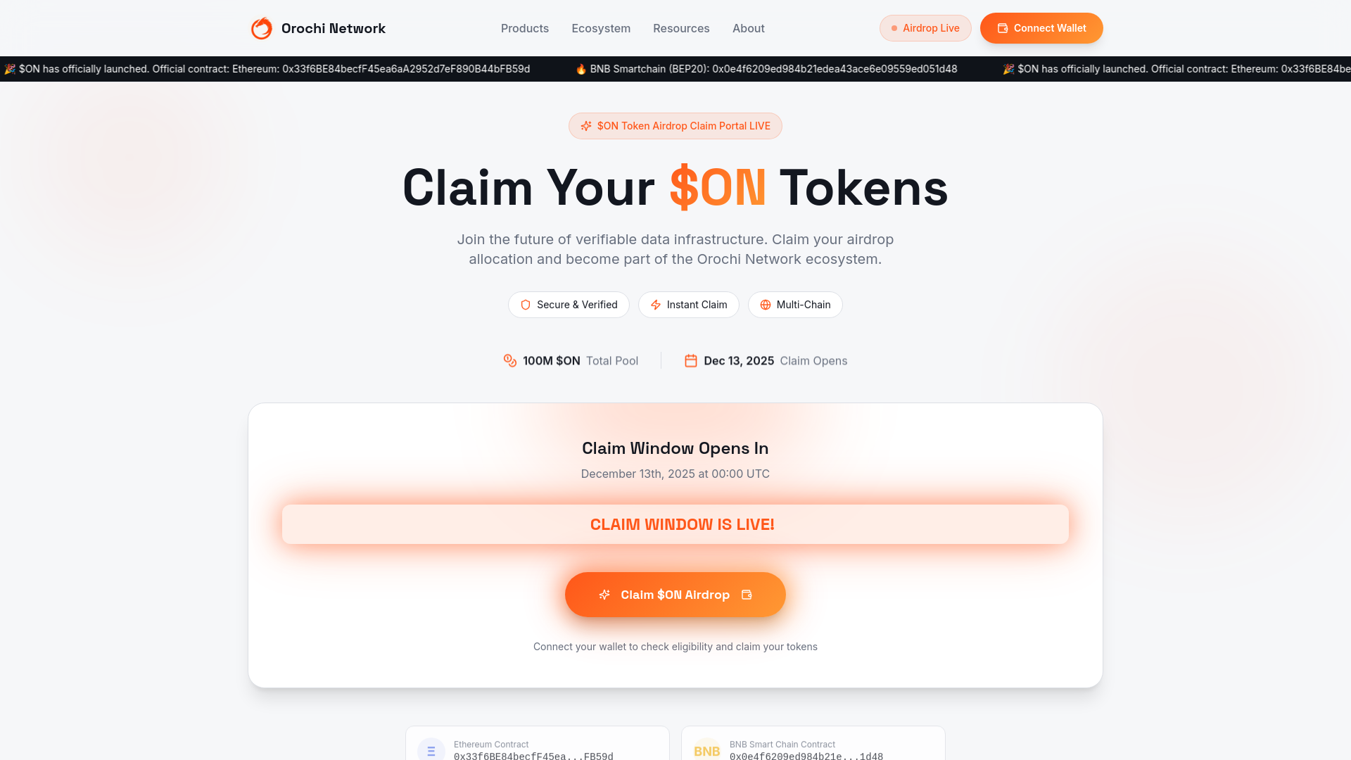 ON Token Airdrop Claim Portal | Orochi Network