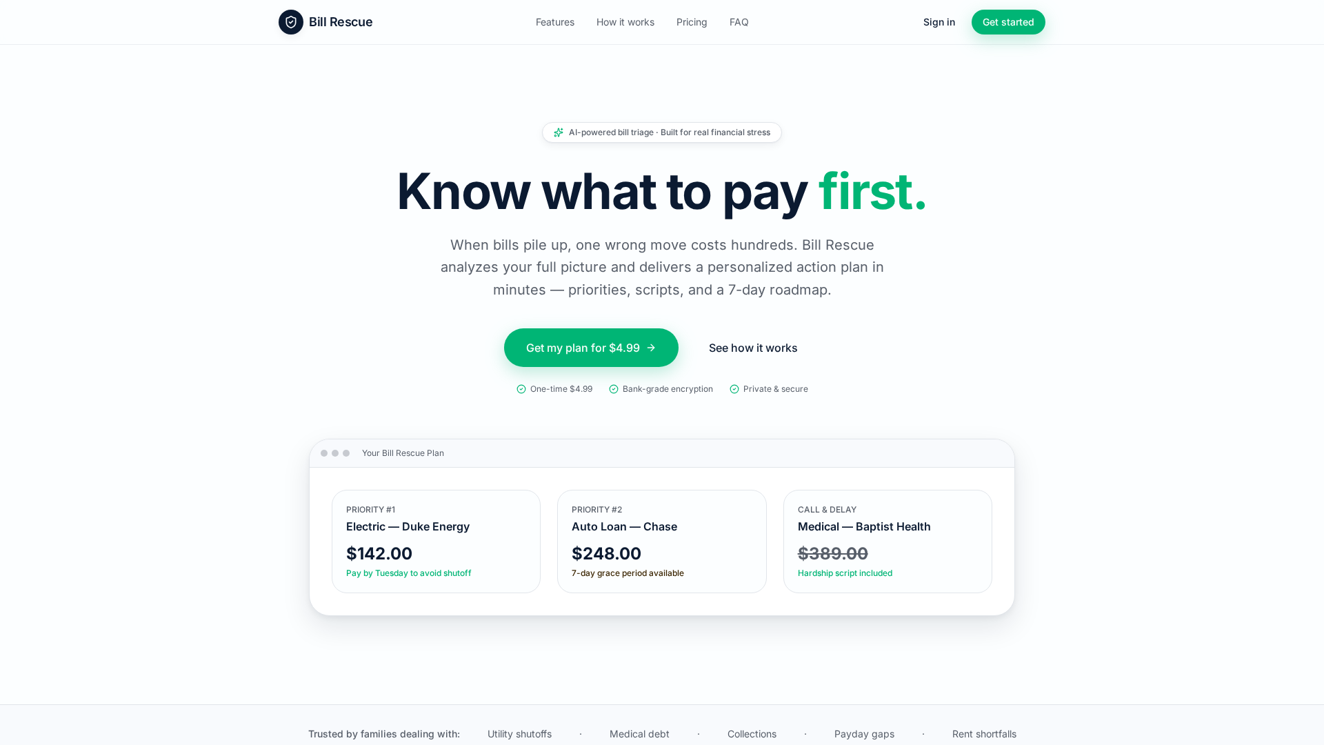 Bill Rescue — Know What To Pay First — 官网预览图