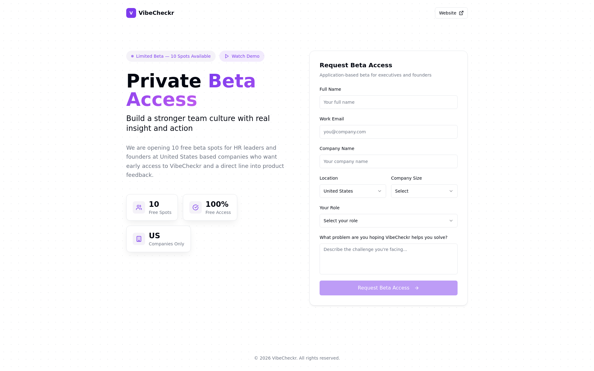 VibeCheckr – Private Beta Access