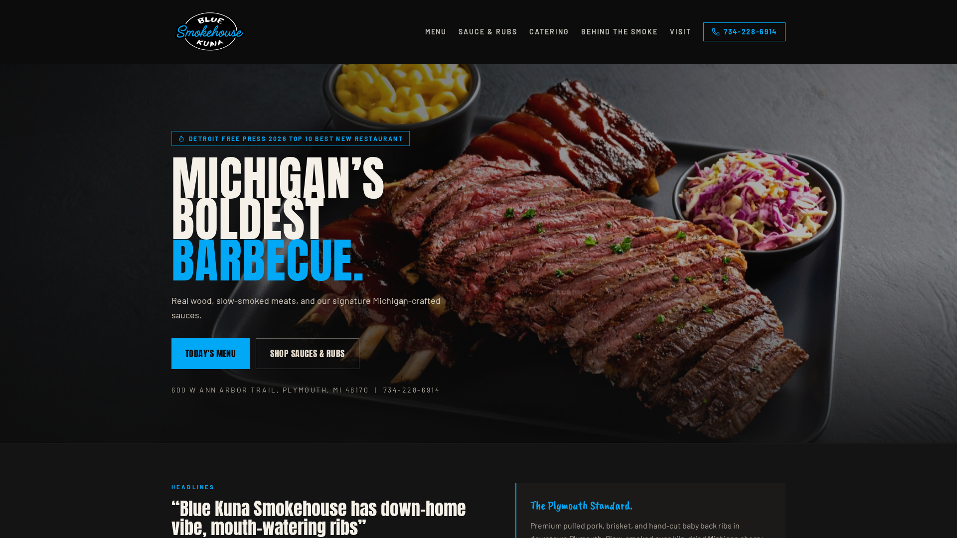 Blue Kuna Smokehouse website redesigned by SiteBop