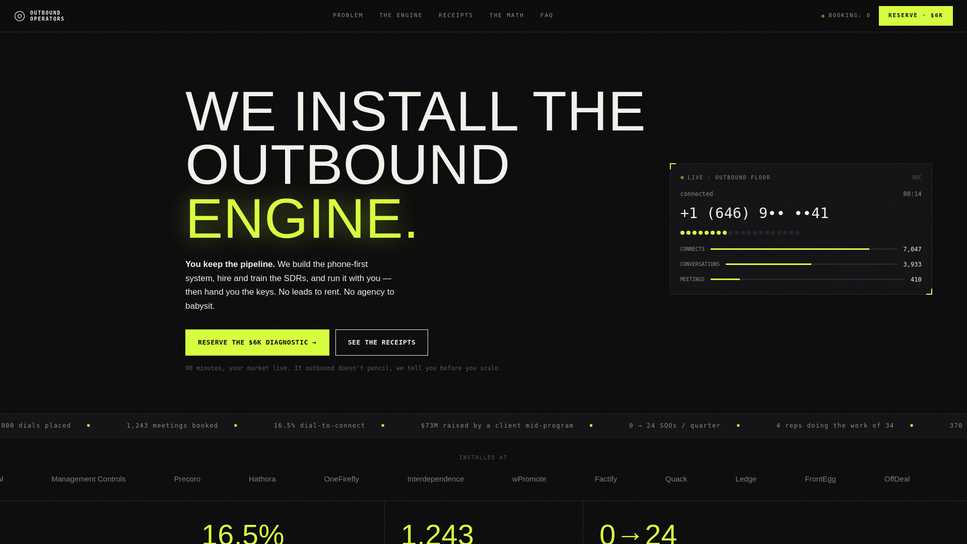 Outbound Operators — We install the outbound engine.