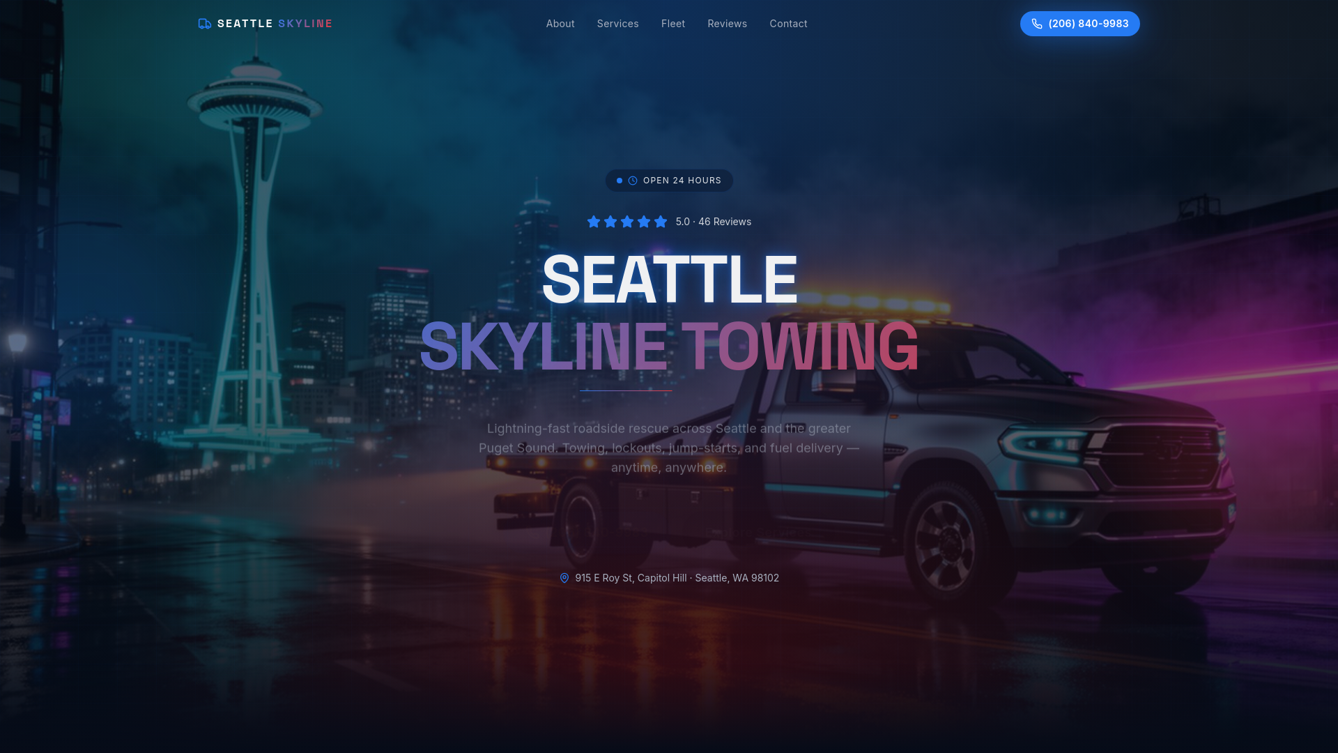 Seattle skyline towing logo
