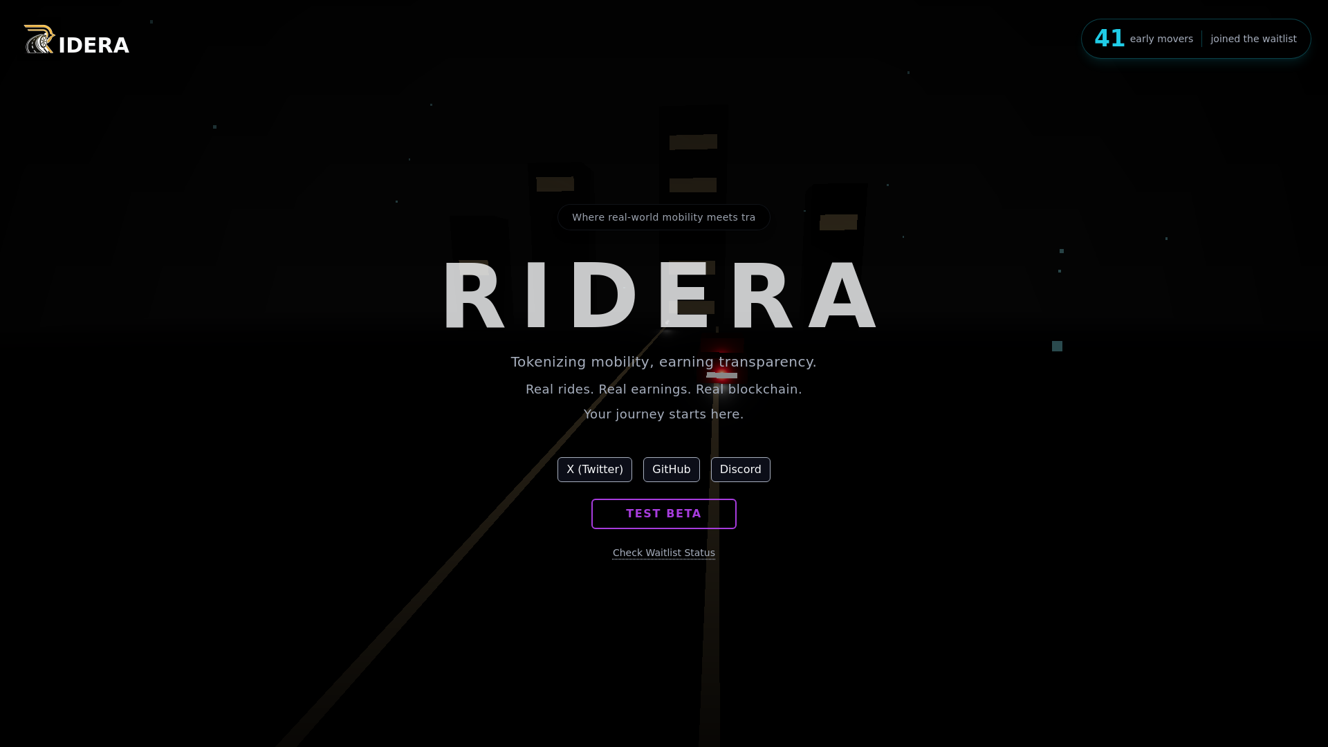 Ridera - Tokenizing Mobility, Earning Transparency