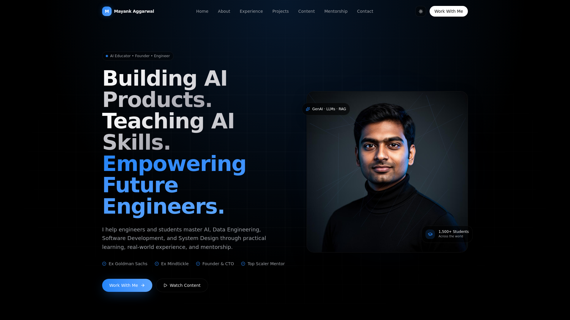 Mayank Aggarwal — AI Educator, Founder & Engineer