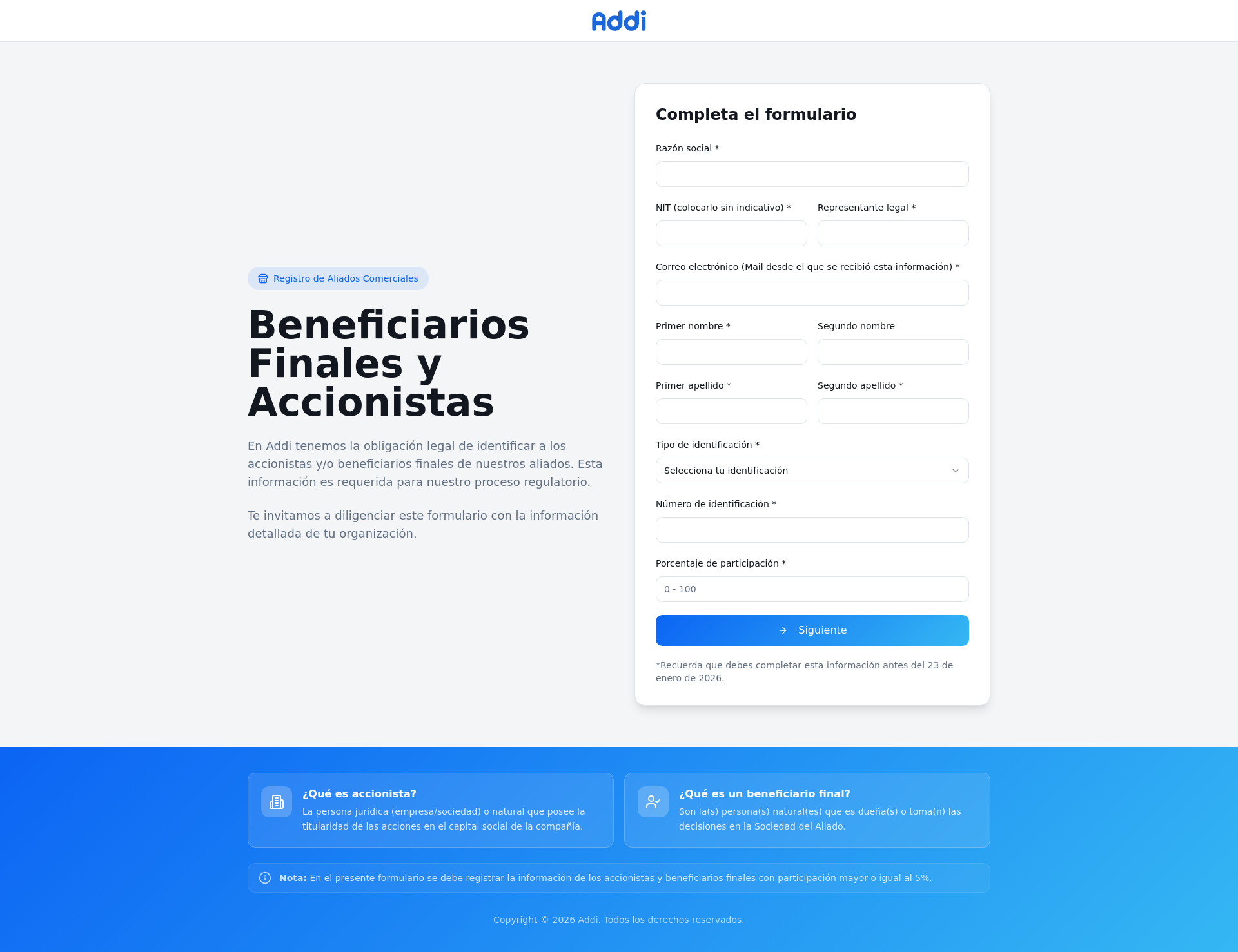 Formulario Addi