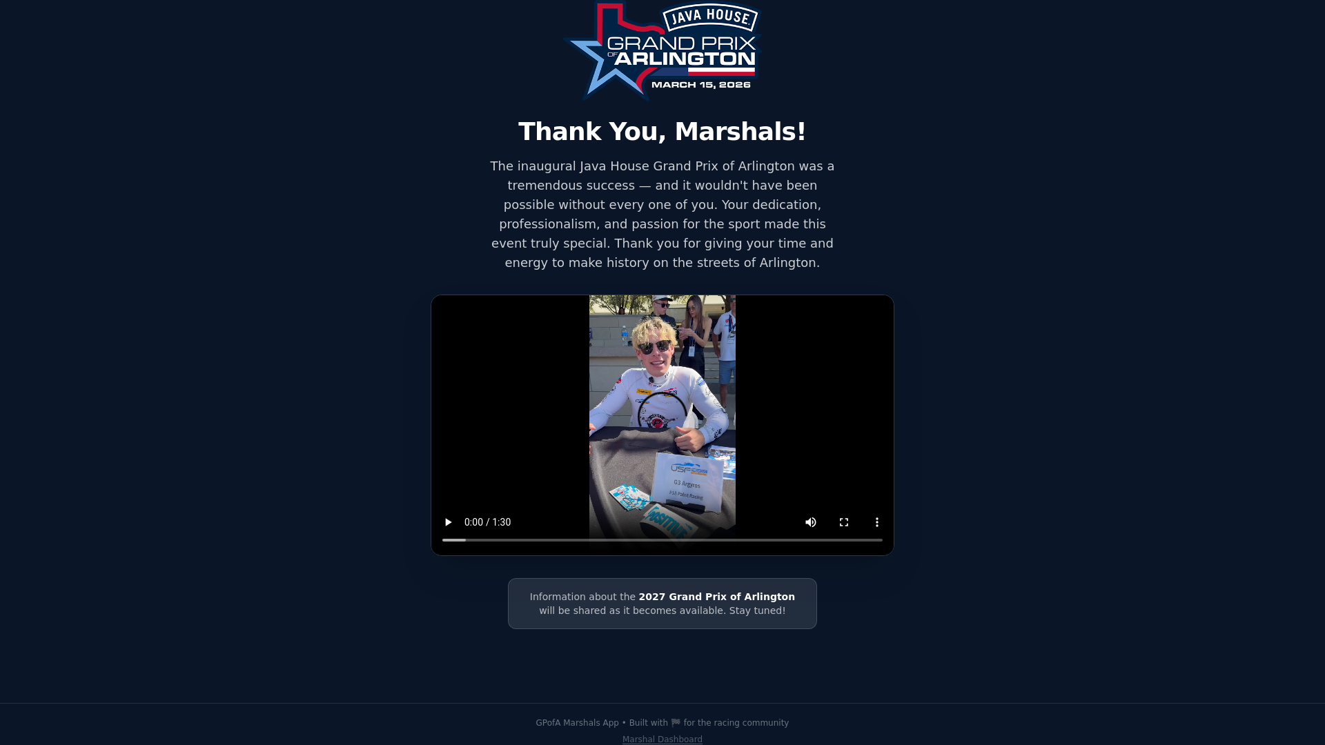 Java House Grand Prix of Arlington | Marshal Hub