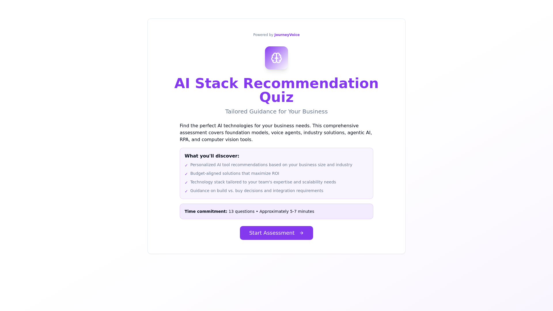 AI Stack Recommendation Quiz - Find Your Perfect AI Technology Stack ...