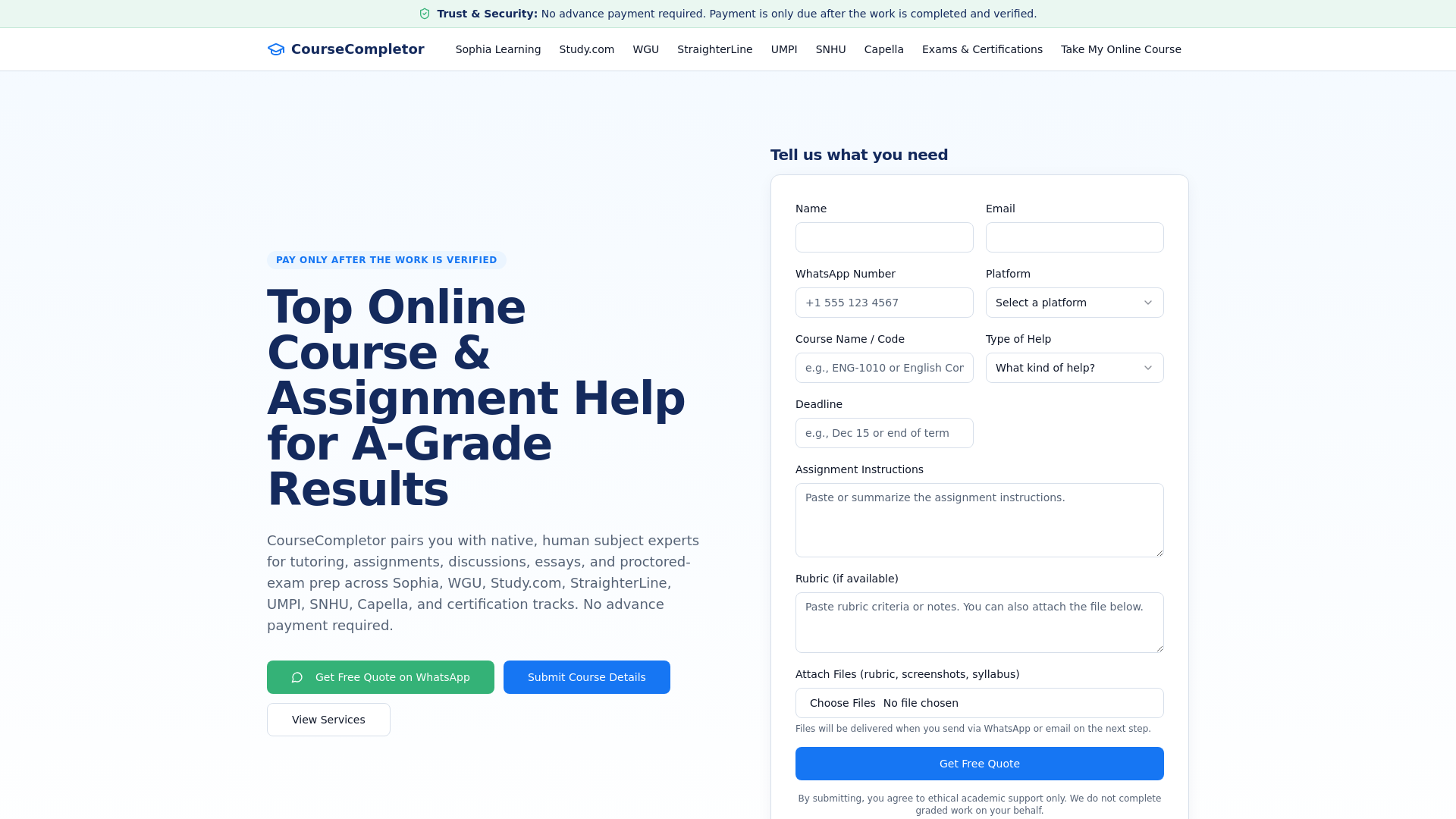 Online Course Tutoring & Assignment Help | CourseCompletor