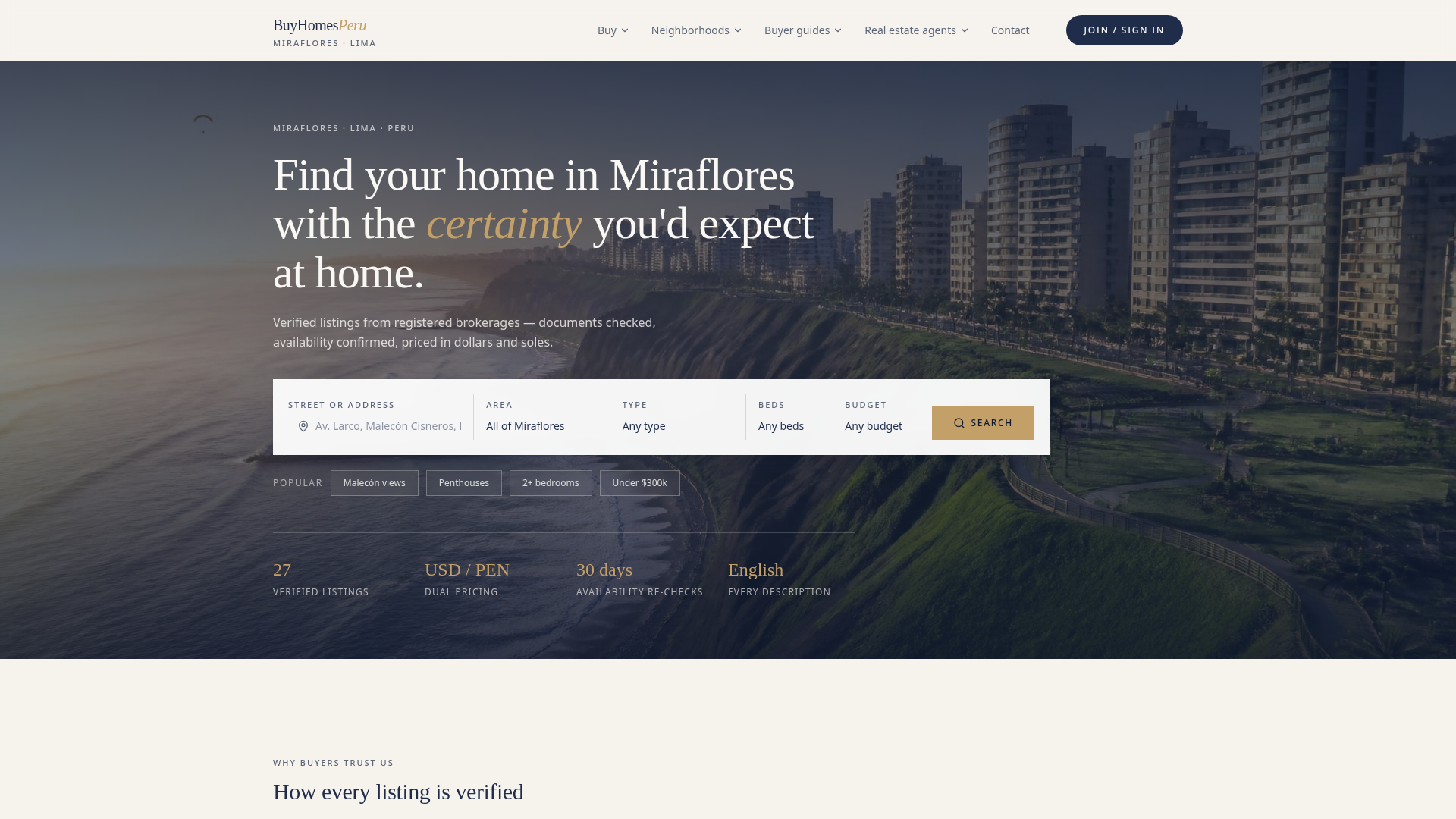 BuyHomesPeru website preview