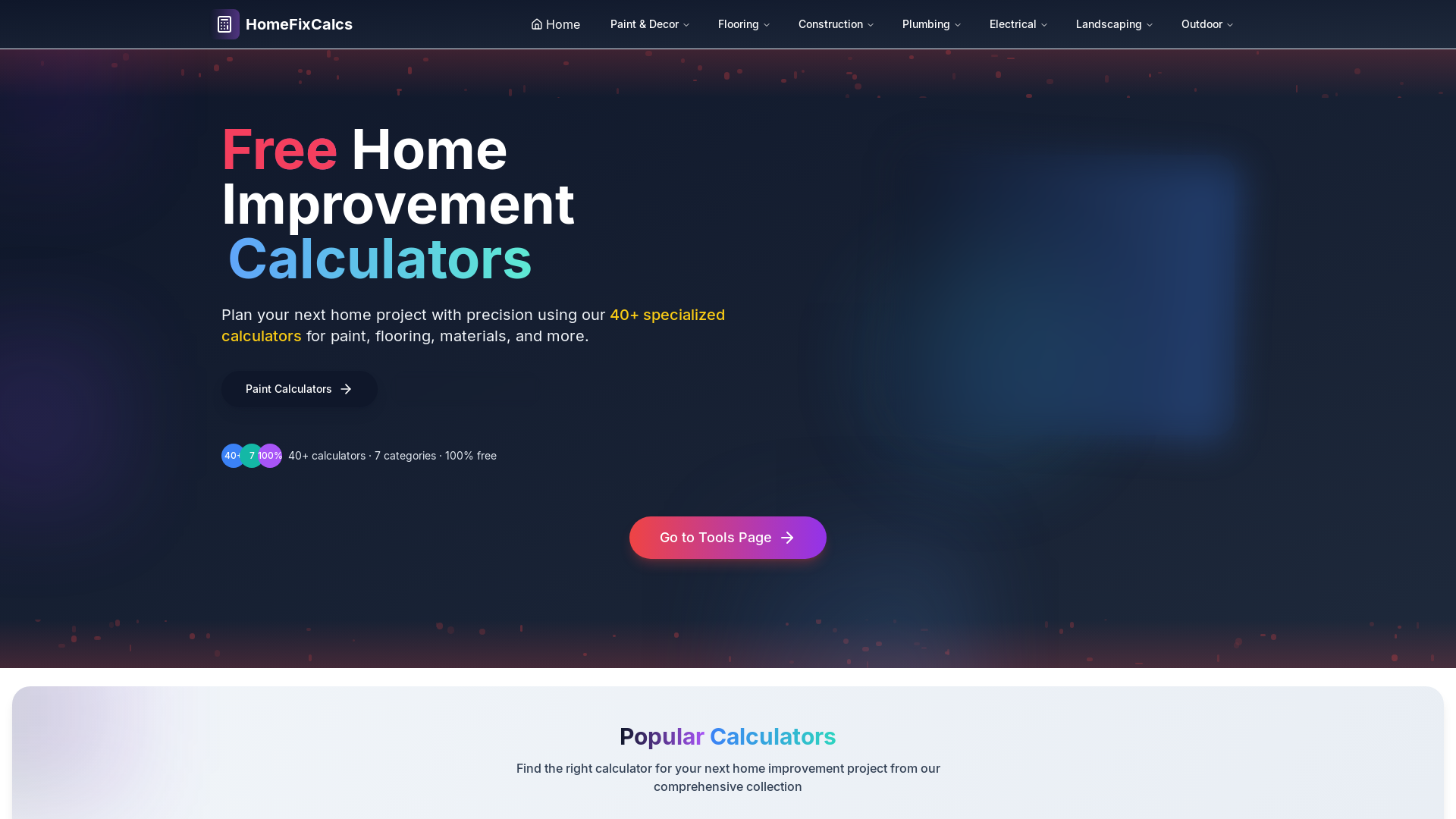 Professional Home Improvement Calculators Platform