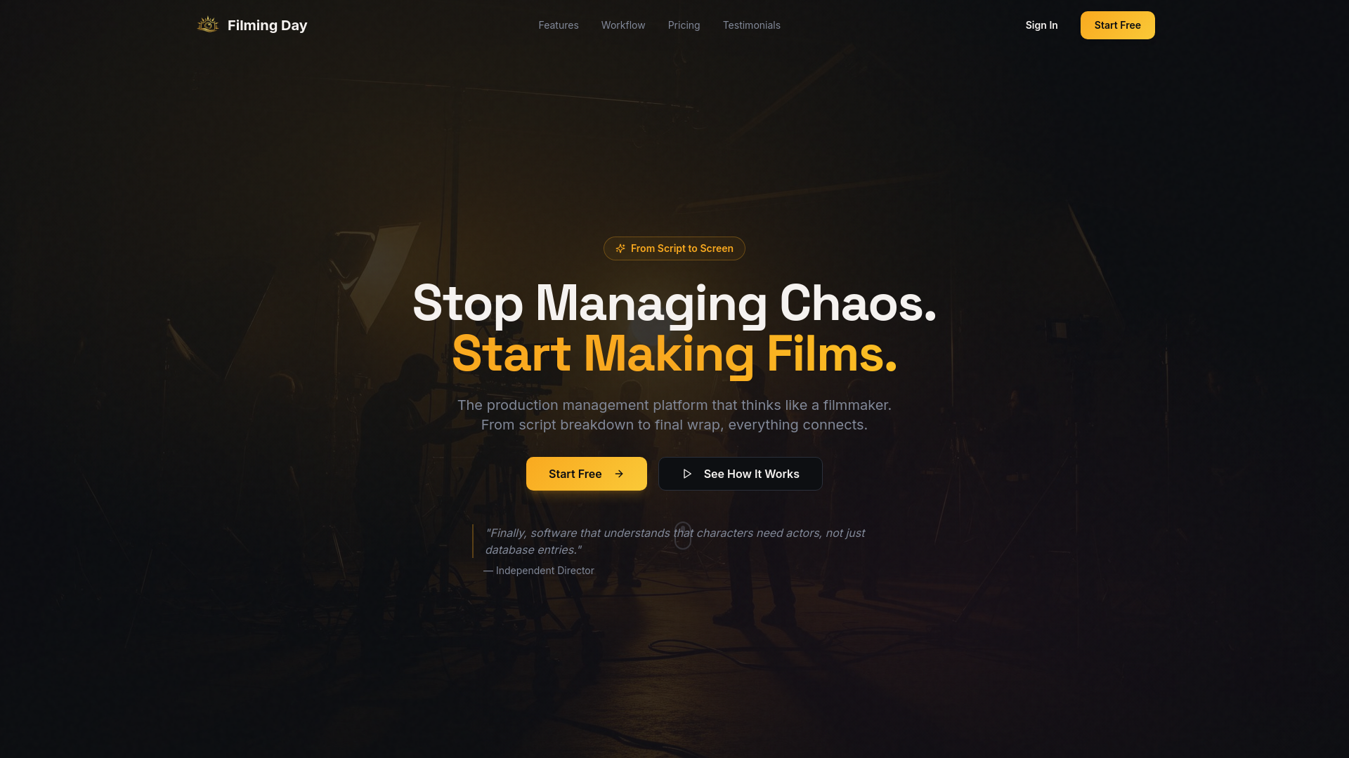 Filming Day - Production Management