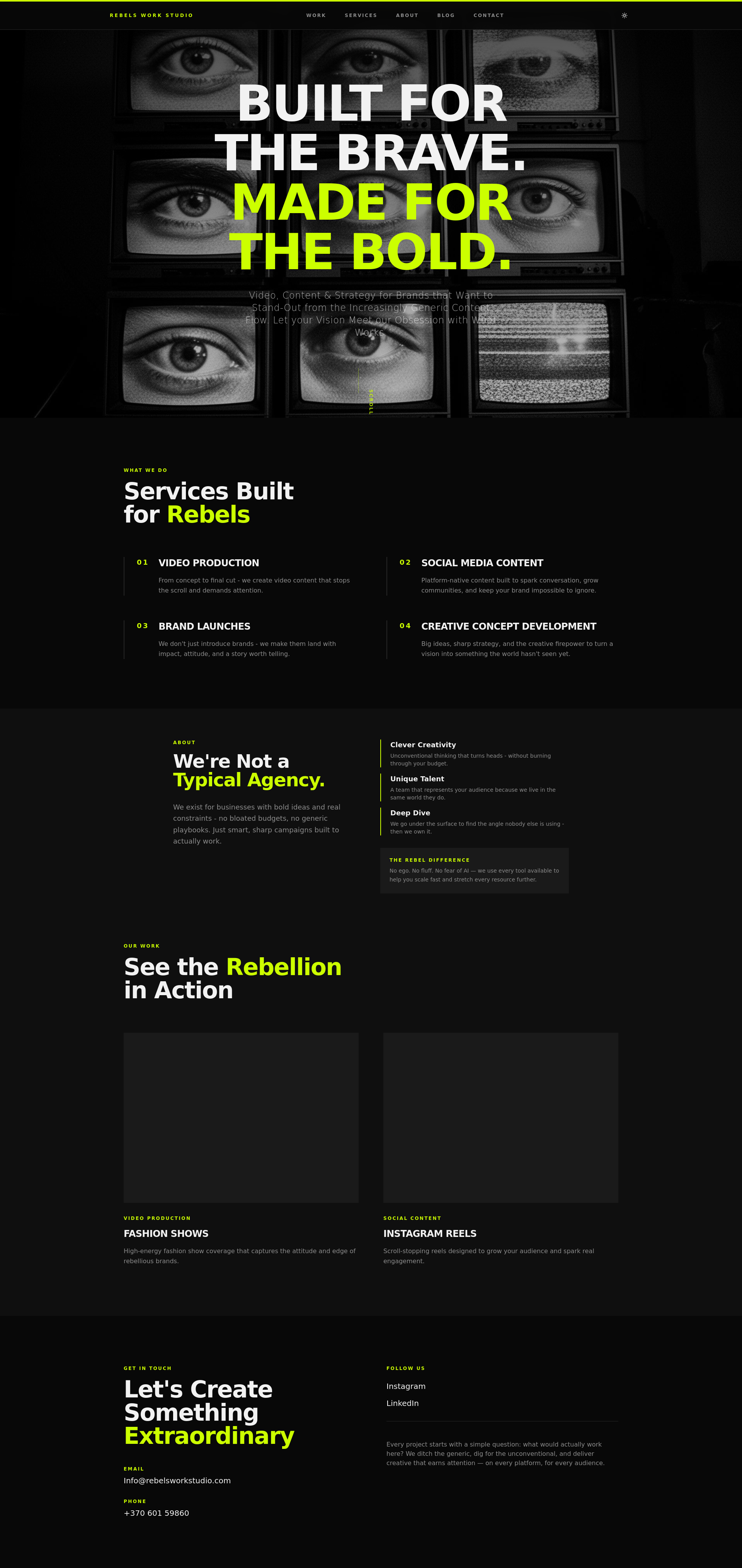 Rebels Work Studio - Bold Creative Agency | Video, Content & Brand Strategy