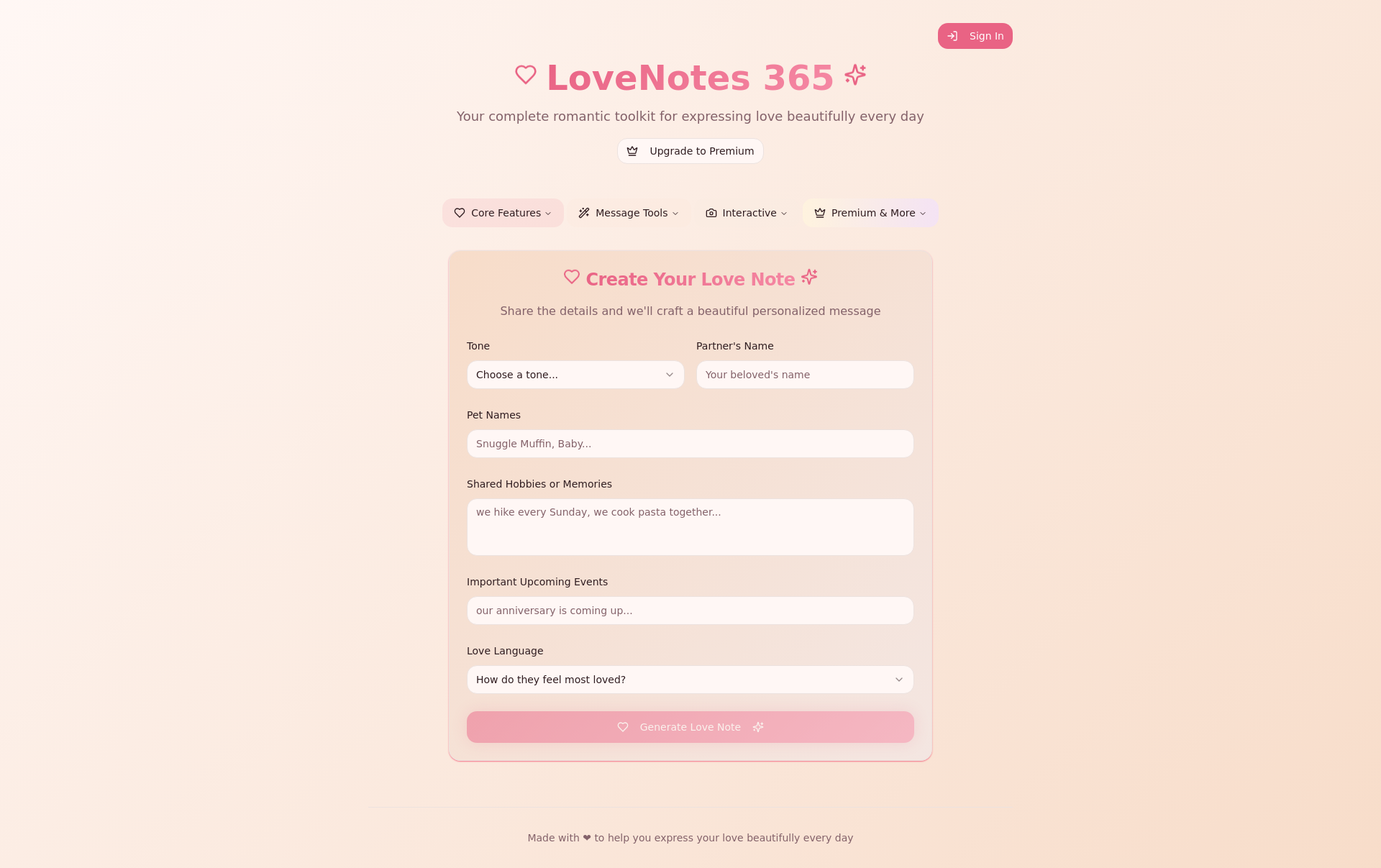 Love Note Generator - Create Personalized Romantic Messages