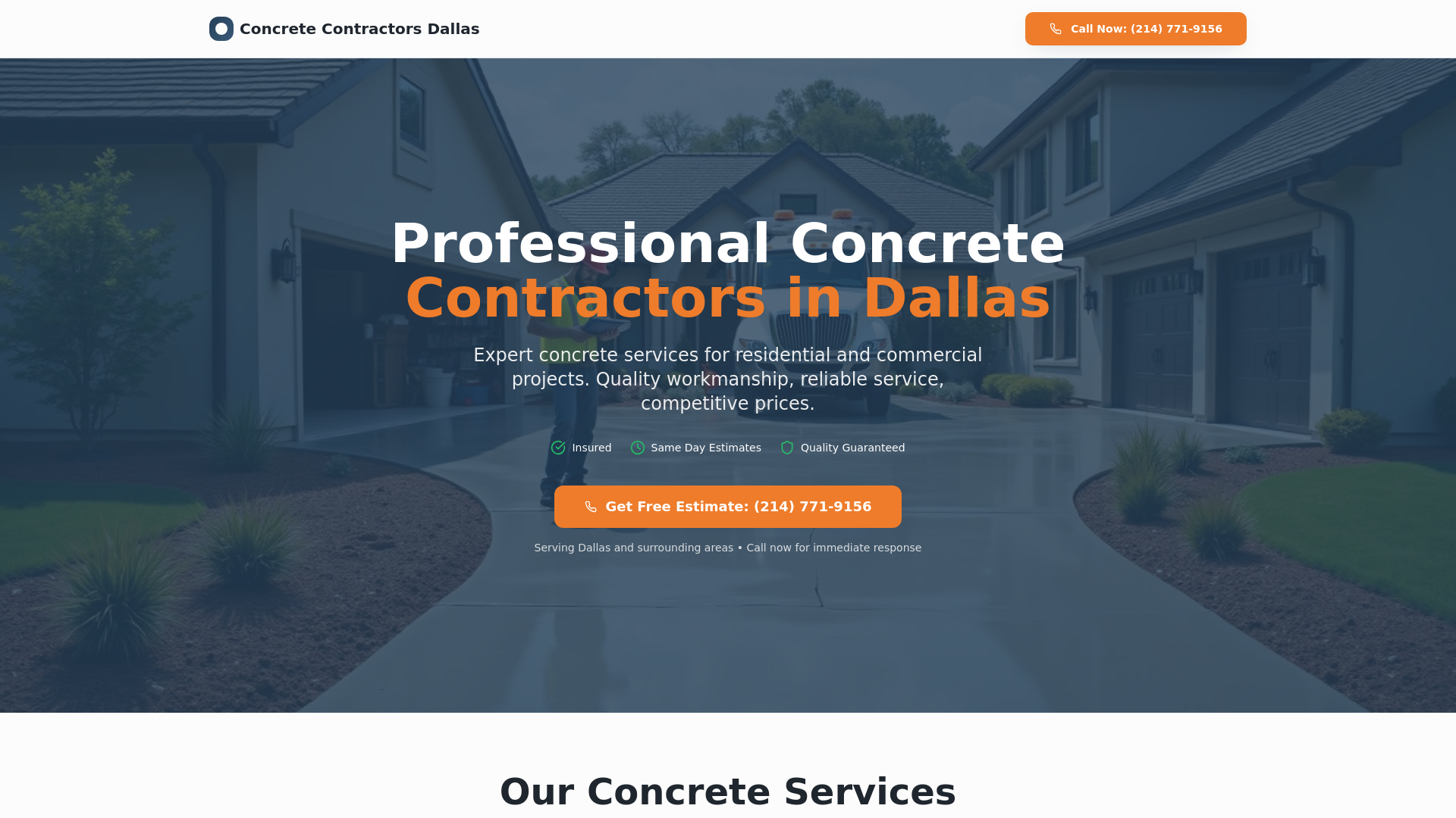 Concrete Contractors Dallas - Professional Concrete Services in Dallas TX