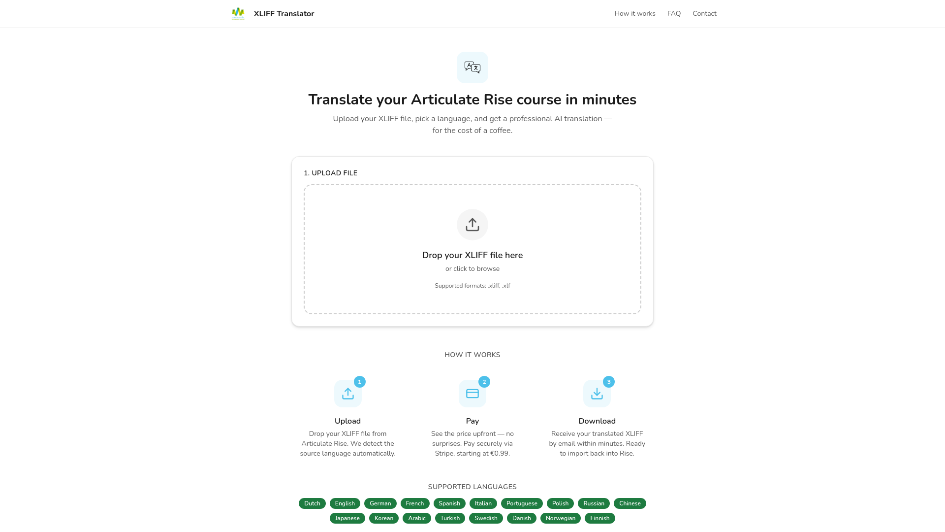 XLIFF Translator — Translate Articulate Rise files with AI