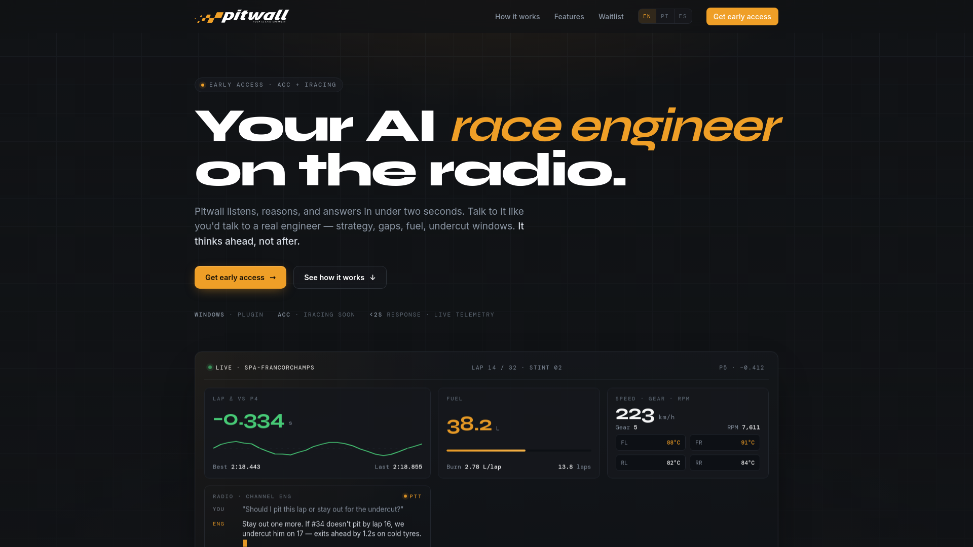 Pitwall — Your AI race engineer