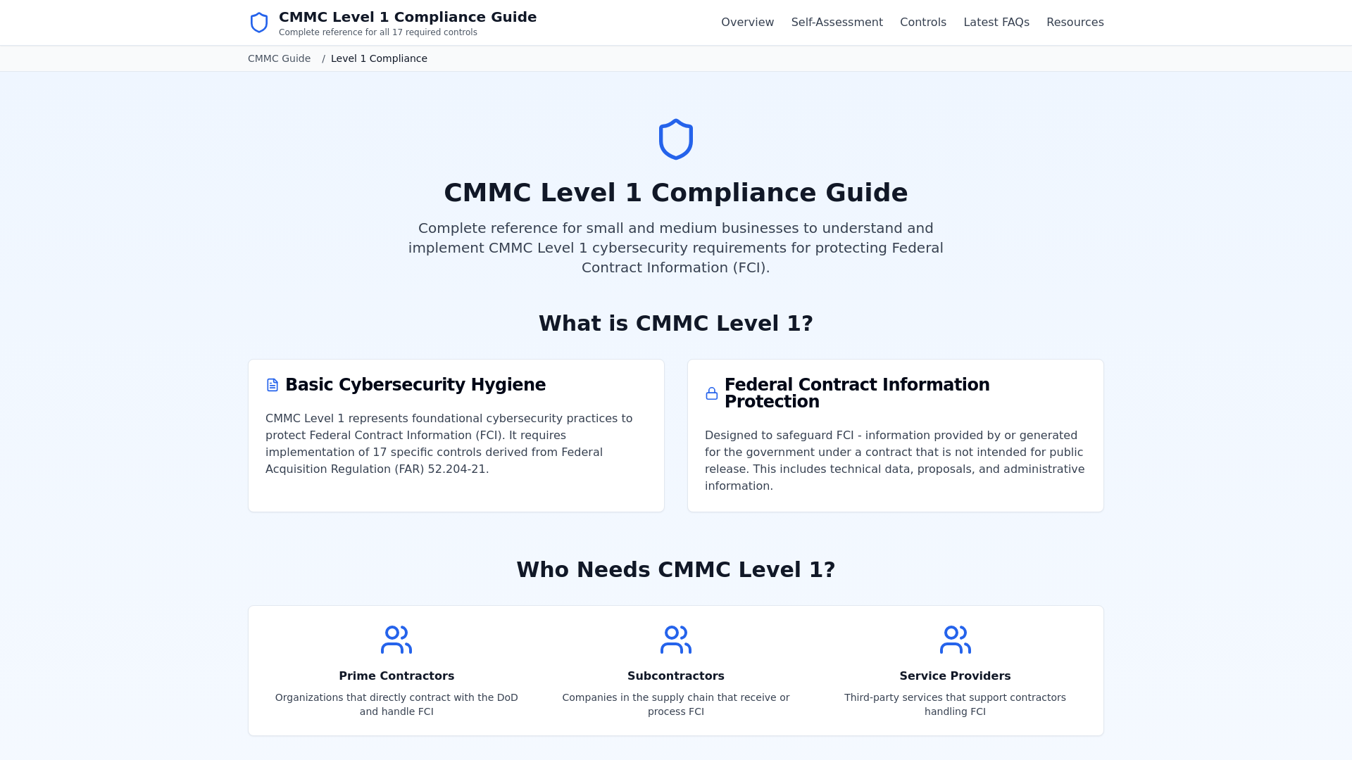 CMMC Level 1 Compliance Guide — All 17 Controls