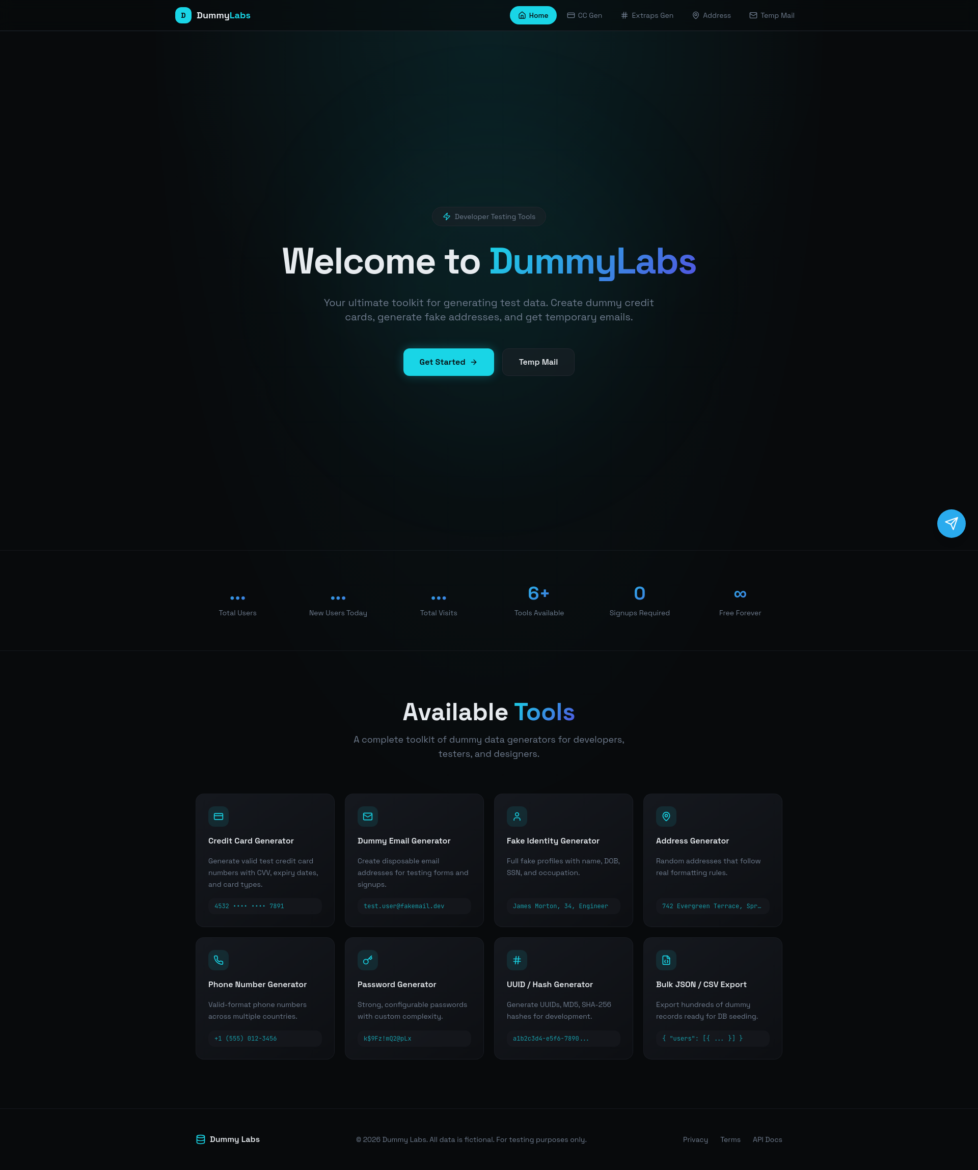 Dummy Labs — Free Fake Data Generator Tools