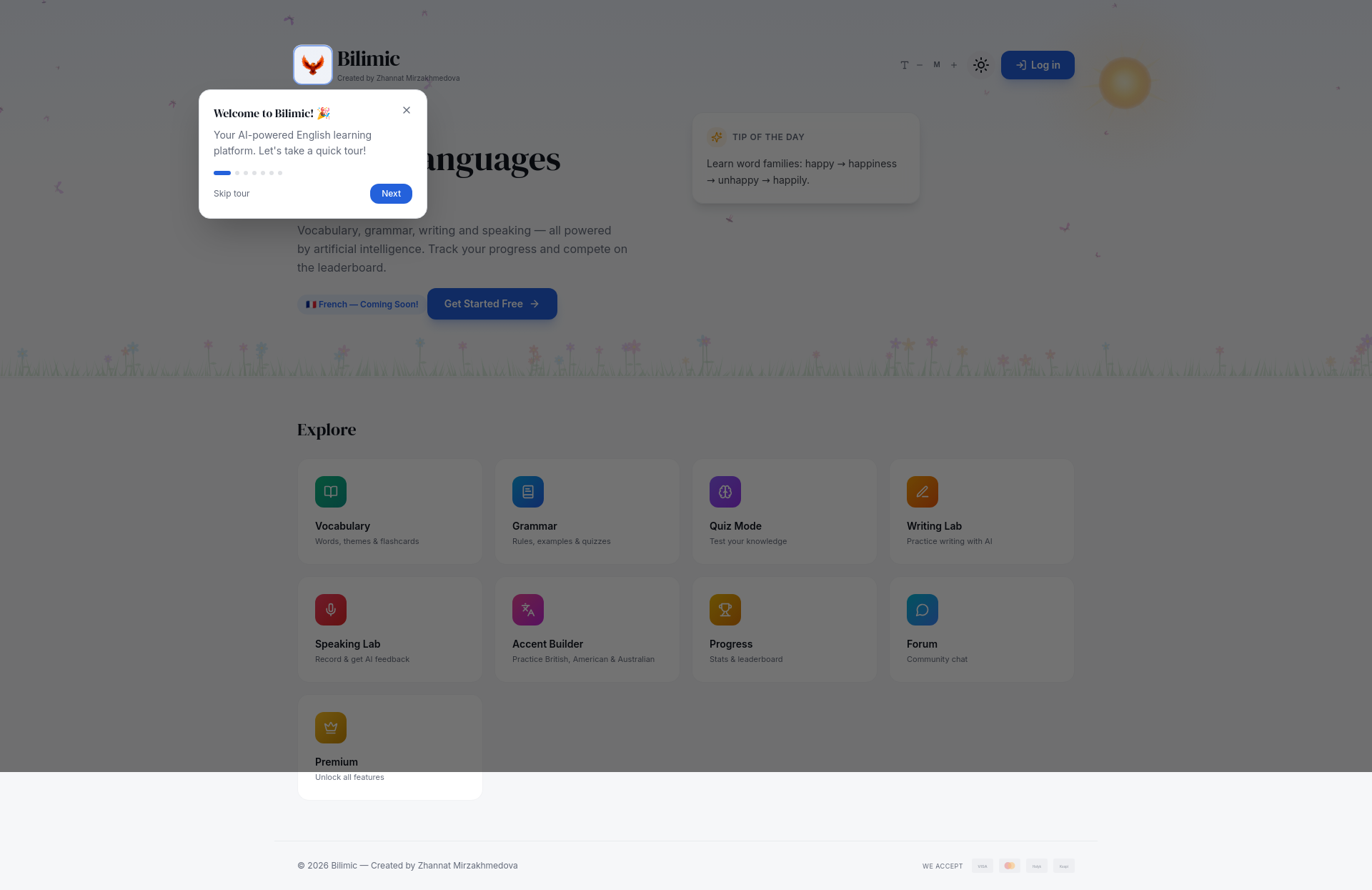 Bilimic — AI Language Learning Platform