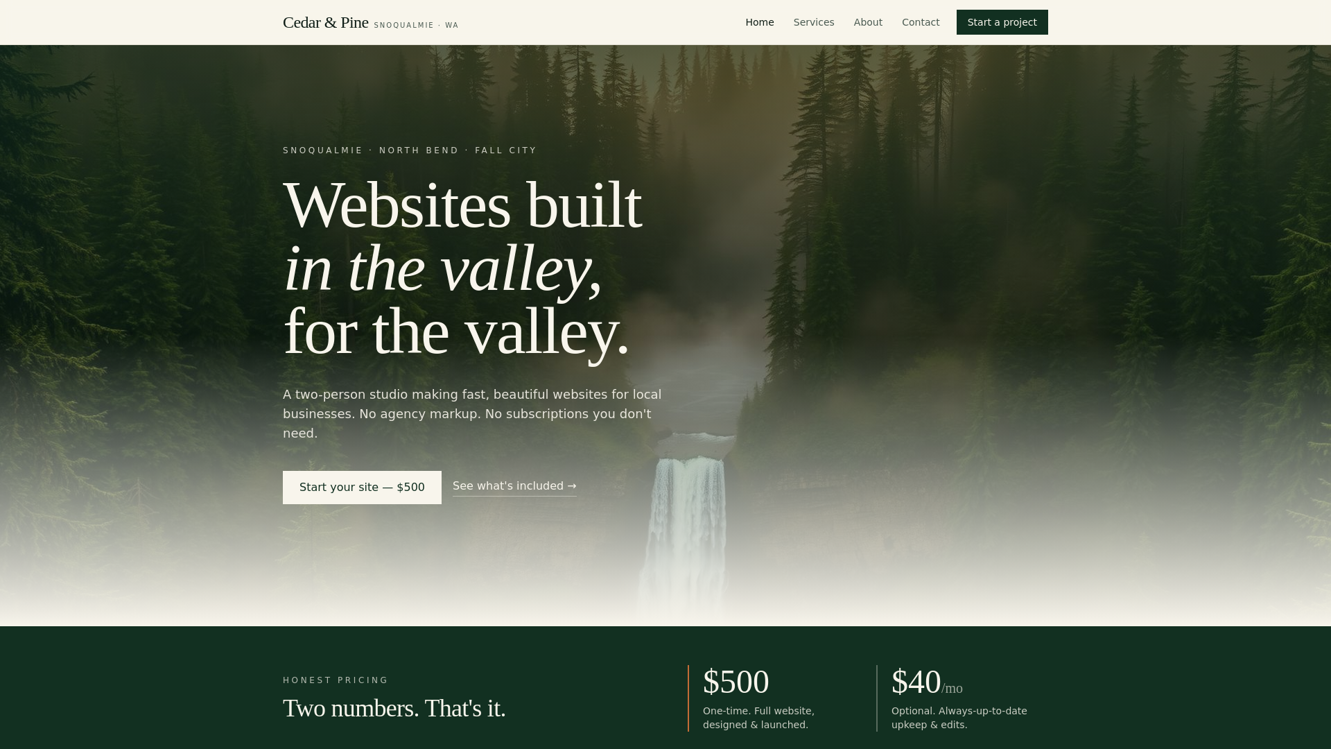 Cedar & Pine — Web Design in Snoqualmie, WA